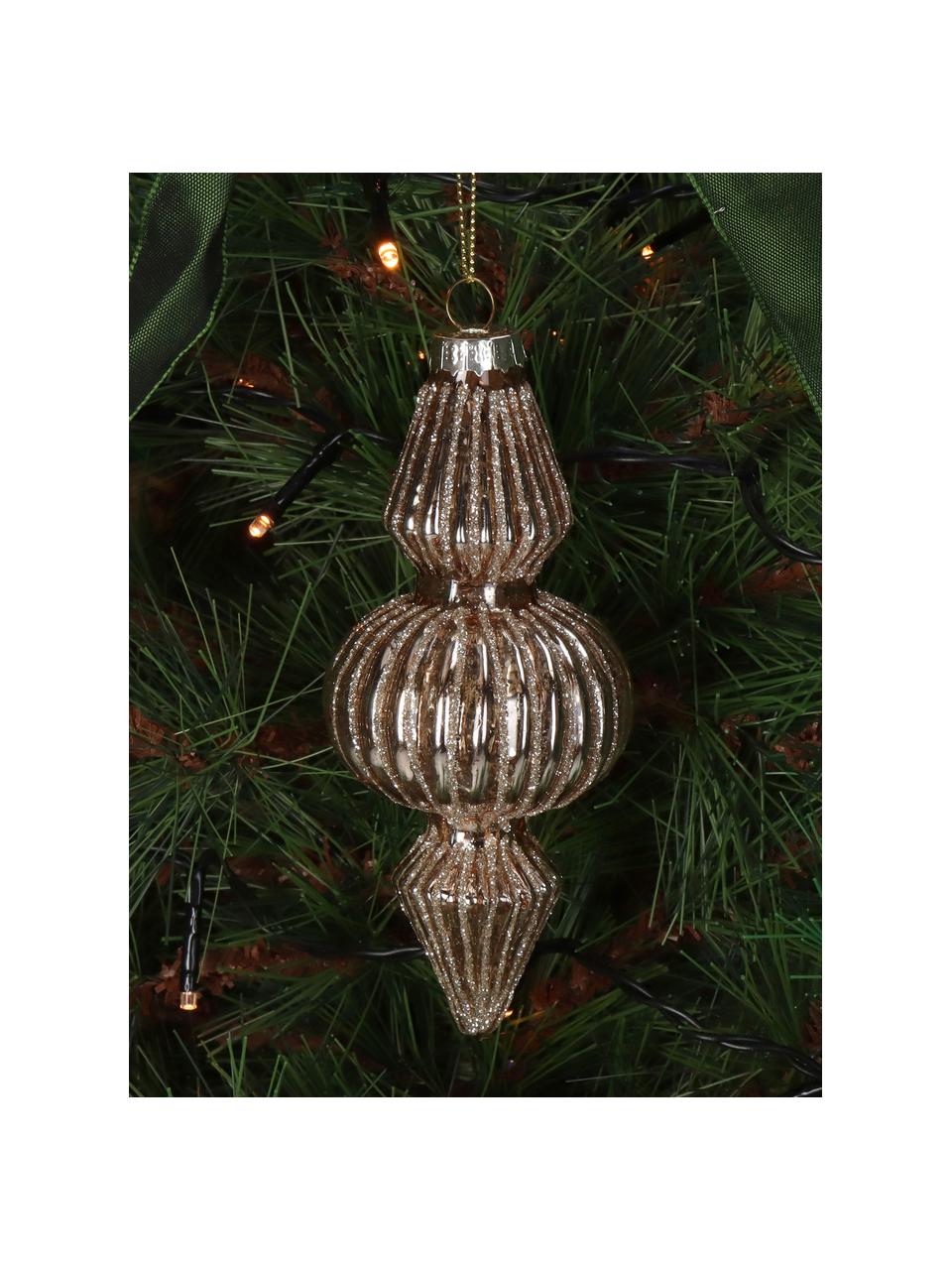 Kerstboomhanger Baroque, Glas, Goudkleurig, Ø 6 x H 16 cm