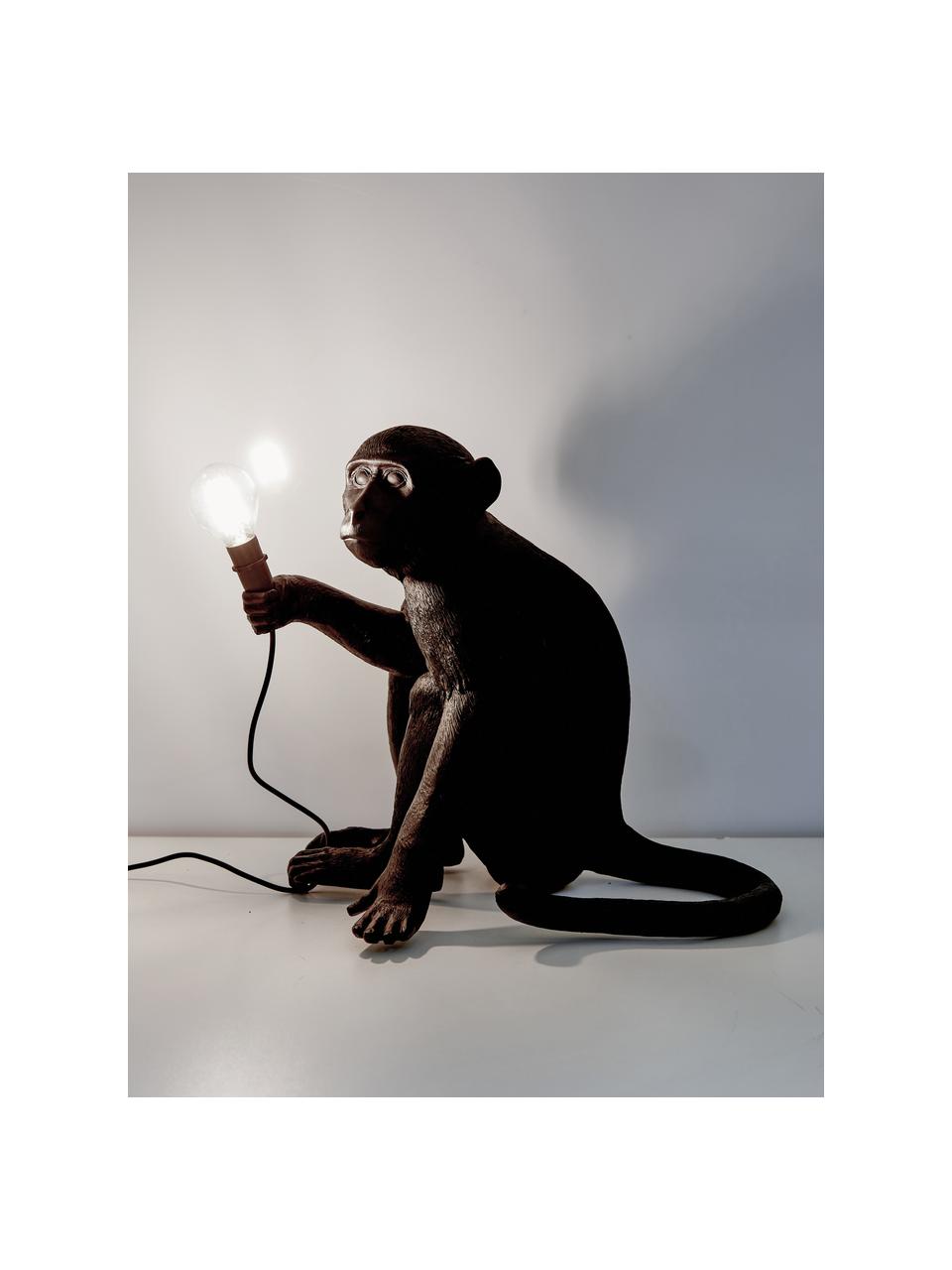 Lámpara de mesa para exterior de diseño Monkey, con enchufe, Lámpara: resina, Cable: plástico, Negro, An 34 x Al 32 cm