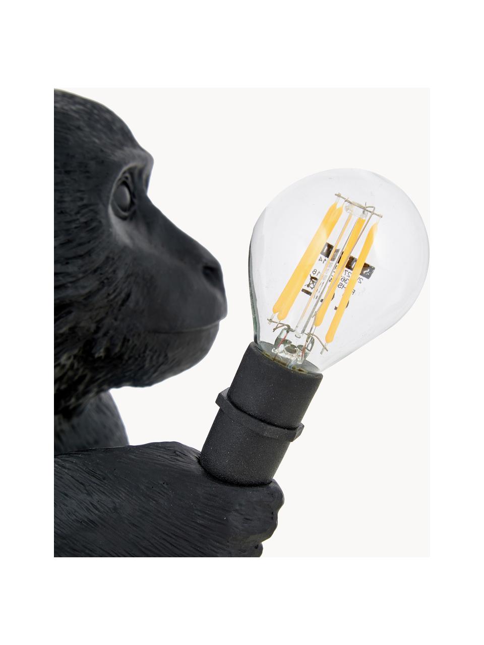 Design outdoor tafellamp Monkey met stekker, Lamp: kunsthars, Zwart, B 34 x H 32 cm