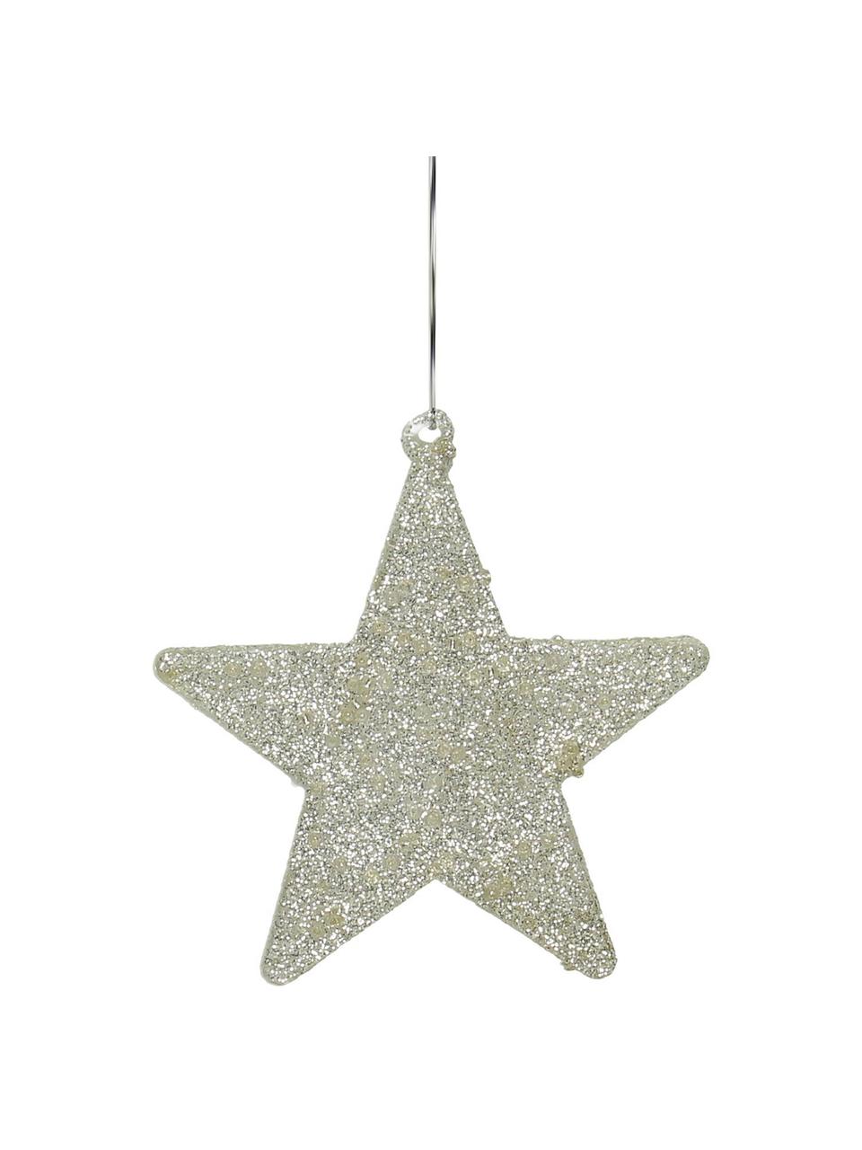 Décoration de sapin de Noël Silver Star, 2 pièces, Verre, Couleur argentée, larg. 10 x haut. 10 cm