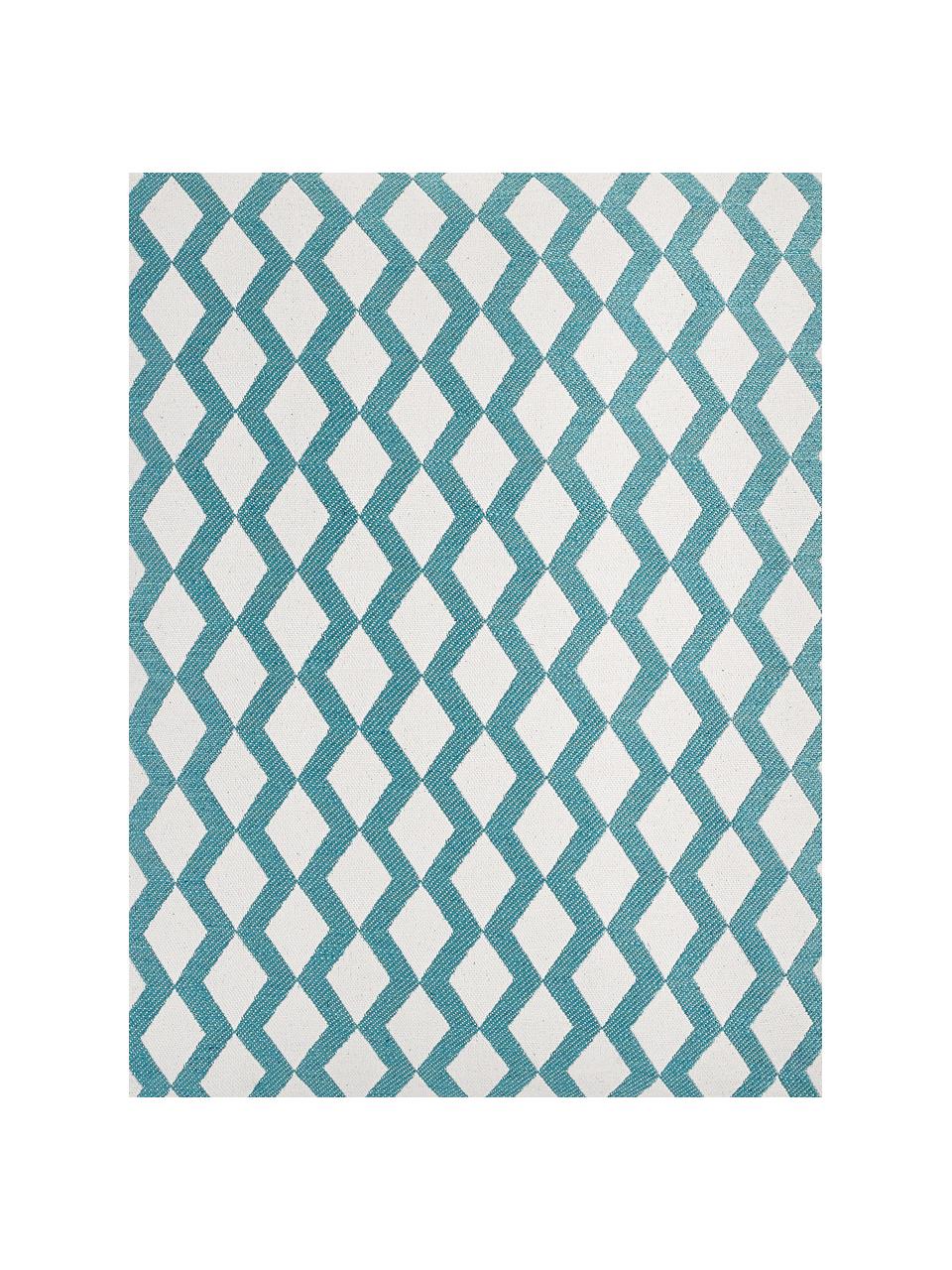 Gemusterte Kissenhülle Matteo, 51% Viskose, 25% Polyester, 15% Leinen, 9% Baumwolle, Jadegrün, gebrochenes Weiß, 50 x 50 cm