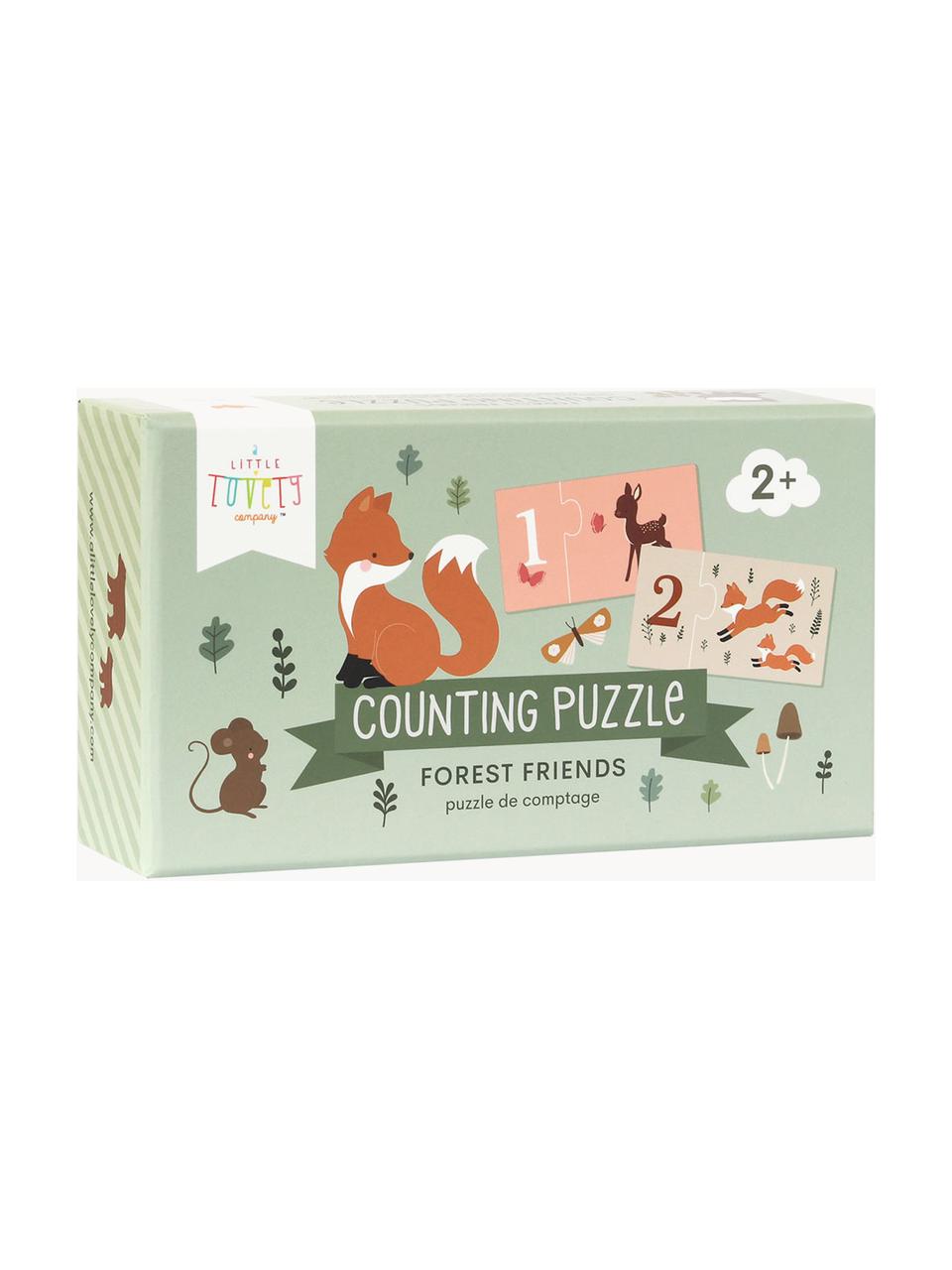 Jeu de comptage en bois Forest Friends, Carton, Vert sauge, multicolore, larg. 17 x haut. 10 cm