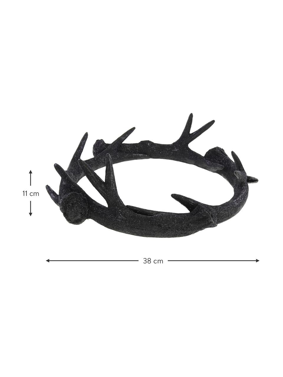 Kerzenhalter Gewenna, Polyresin, Schwarz, B 38 x H 11 cm