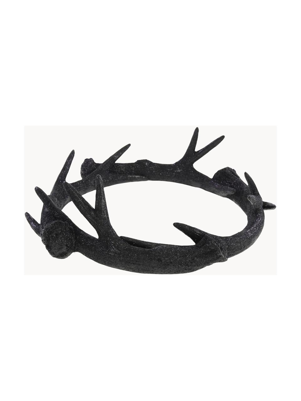 Kerzenhalter Gewenna, Polyresin, Schwarz, B 38 x H 11 cm