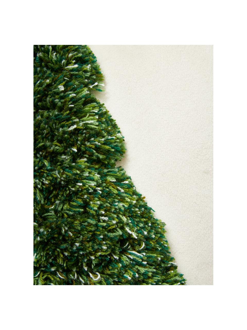 Coussin 30x30 en velours Tree, Blanc, vert, larg. 30 x long. 30 cm