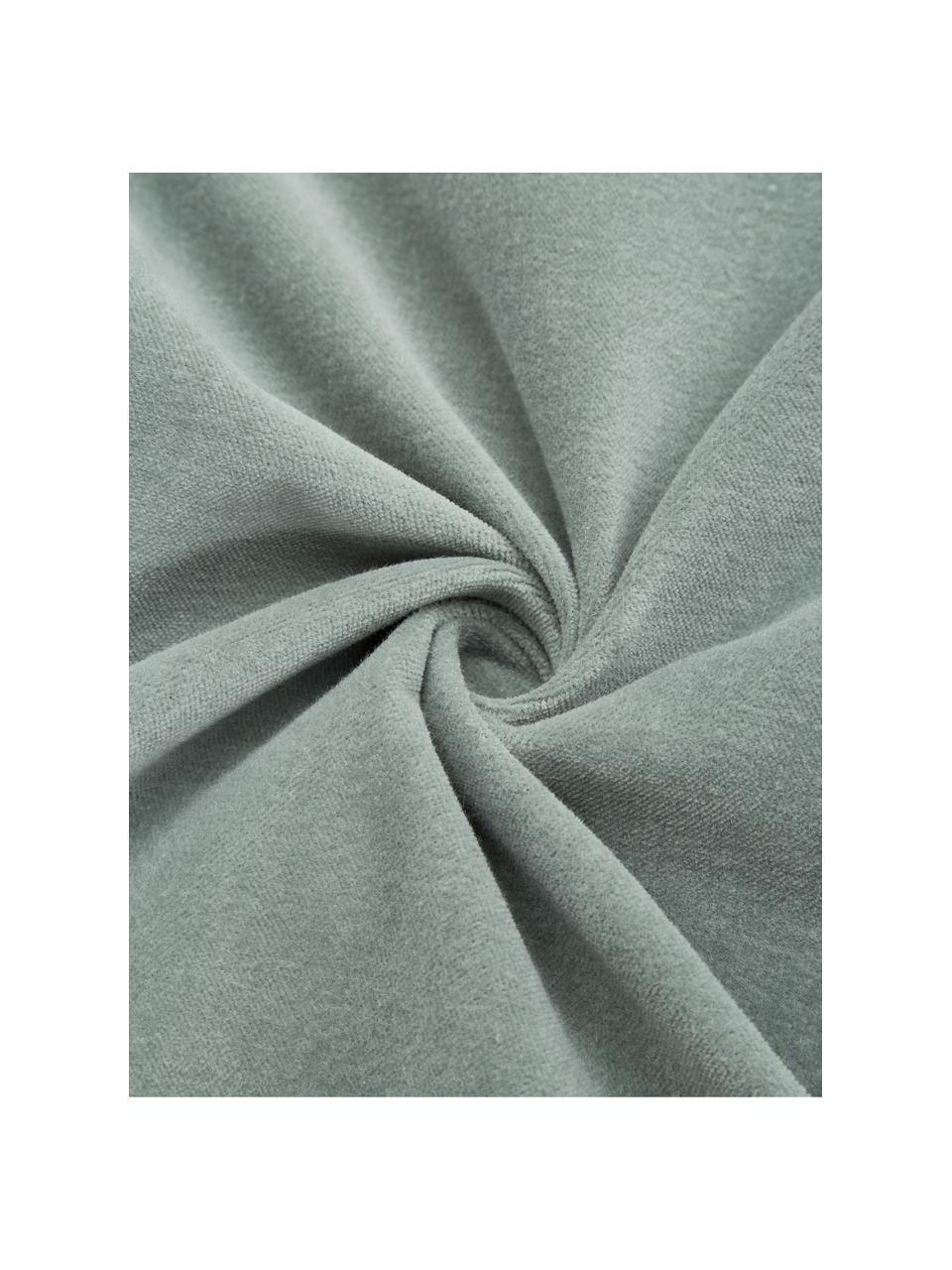 Fluwelen kussenhoes Sina met structuurpatroon, Fluweel (100% katoen), Saliegroen, B 30 x L 50 cm