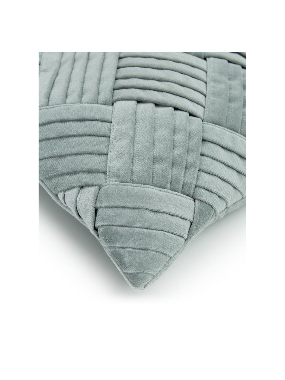 Sametový povlak na polštář se strukturálním vzorem Sina, Samet (100 % bavlna), Šalvějově zelená, Š 30 cm, D 50 cm