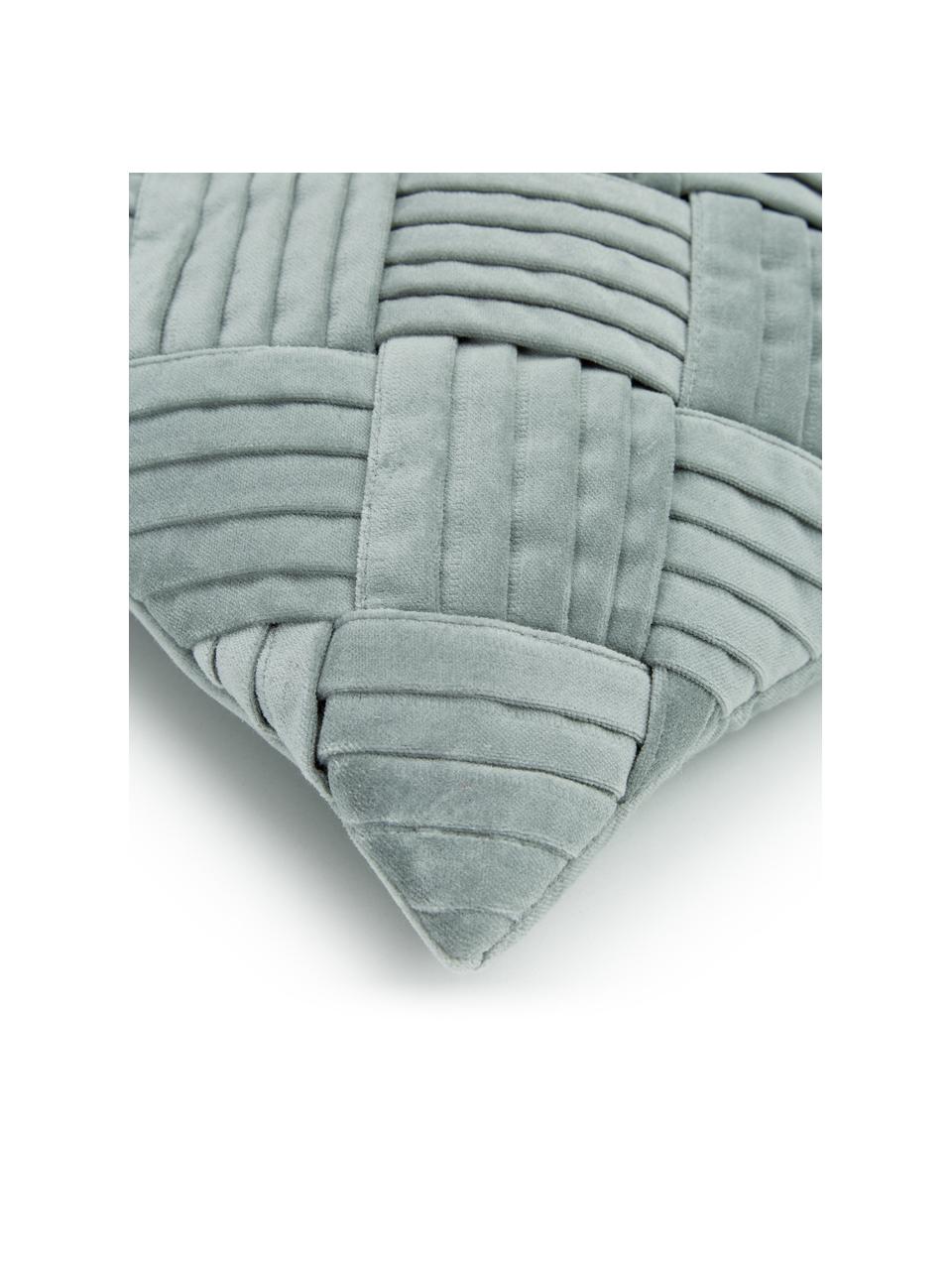 Zamatový poťah na vankúš so štruktúrovaným vzorom Sina, Zamat (100 % bavlna), Šalviová zelená, Š 30 x D 50 cm