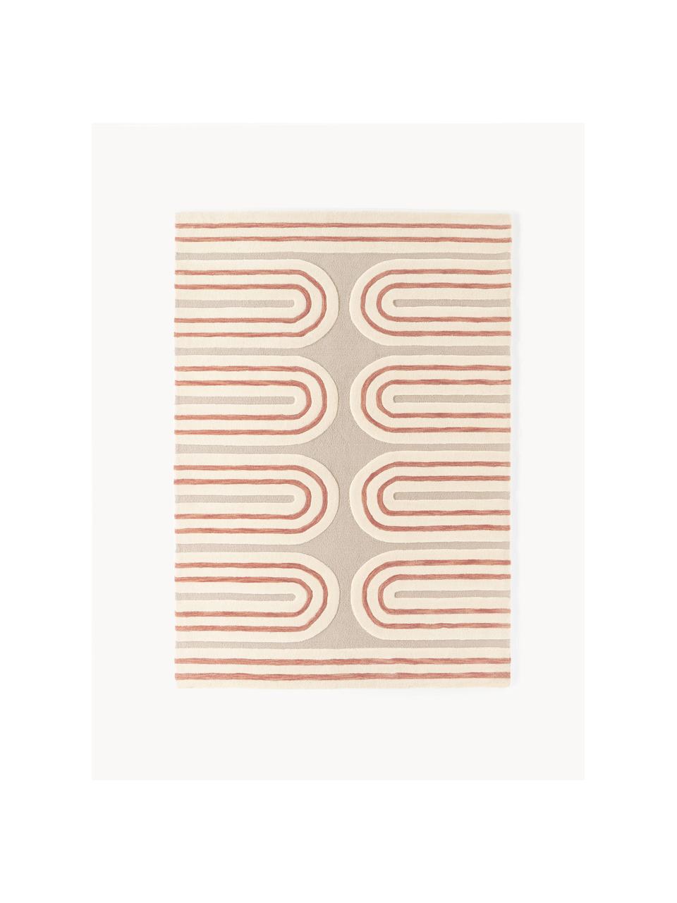 Tapis en laine tufté main Arne, Beige, terracotta, blanc crème, larg. 80 x long. 150 cm (taille XS)