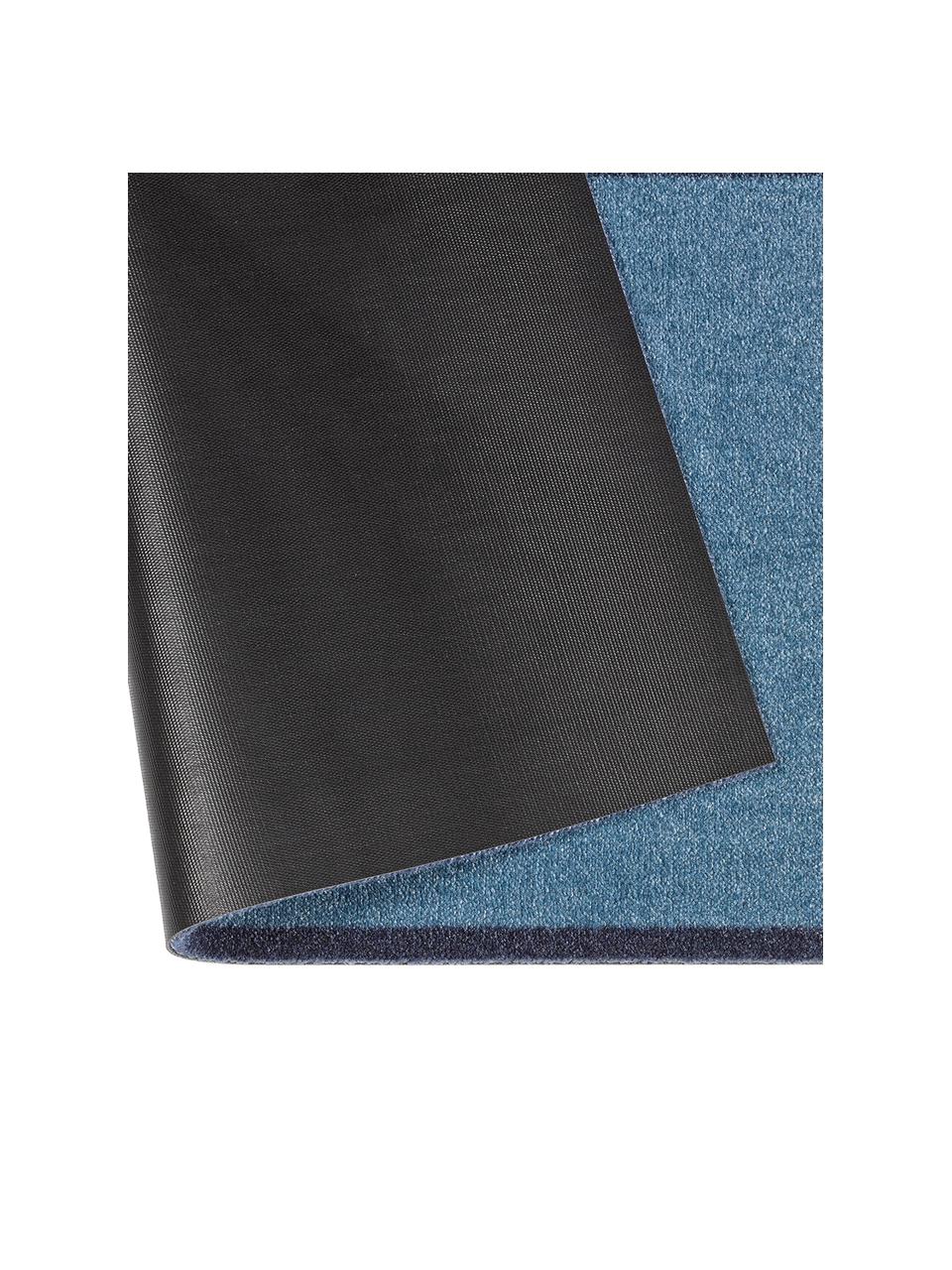 Polyamide deurmat Moin, Bovenzijde: 100% polyamide, Onderzijde: PVC, Blauwtinten, wit, B 50 x L 70 cm