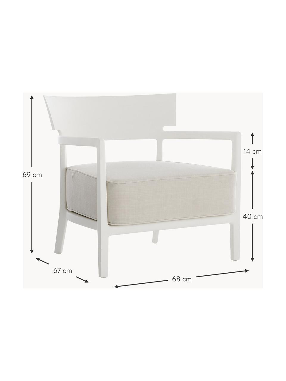 Sillón para exterior Cara, Tapizado: tejido Alta resistencia a, Estructura: policarbonato pintado, Tejido blanco Off White, blanco, An 68 x F 67 cm