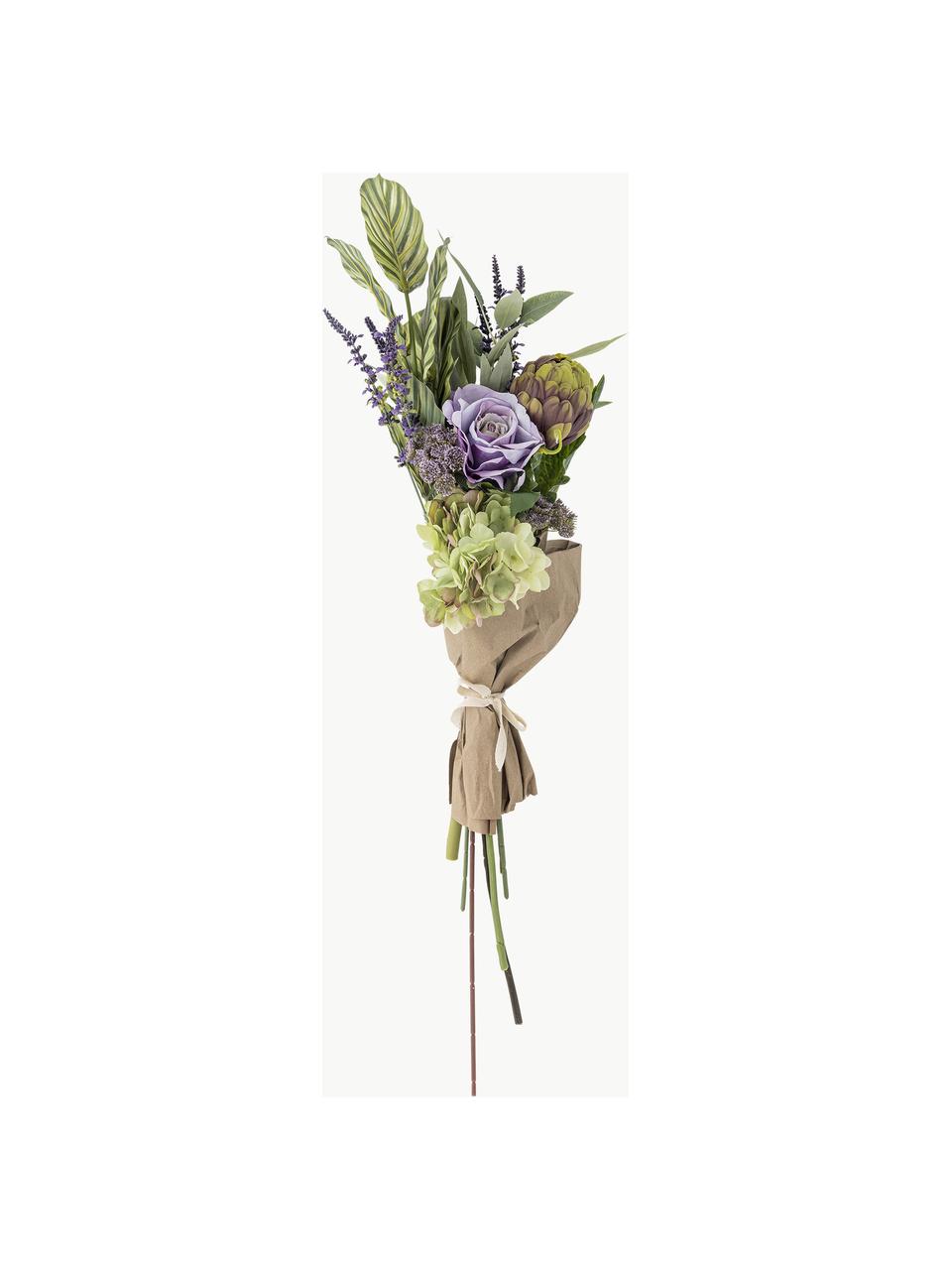 Bouquet de fleurs artificielles Whisper, Plastique, polyester, métal, Tons lilas et verts, multicolore, long. 80 cm