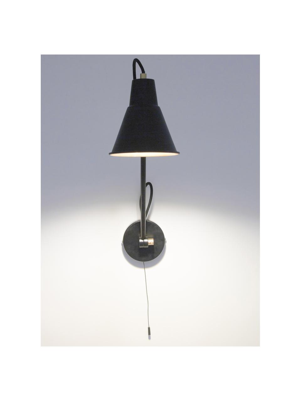 Wandlamp Justa met goudkleurig-decoratie, Lampenkap: gecoat metaal, Frame: gecoat metaal, Zwart, goudkleurig, 14 x 55 cm