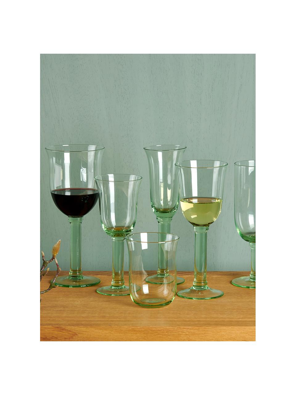 Copas de vino blanco de vidrio soplado Corsica, 6 uds., Vidrio, Verde claro, transparente, Ø 8 x Al 19 cm, 350 ml