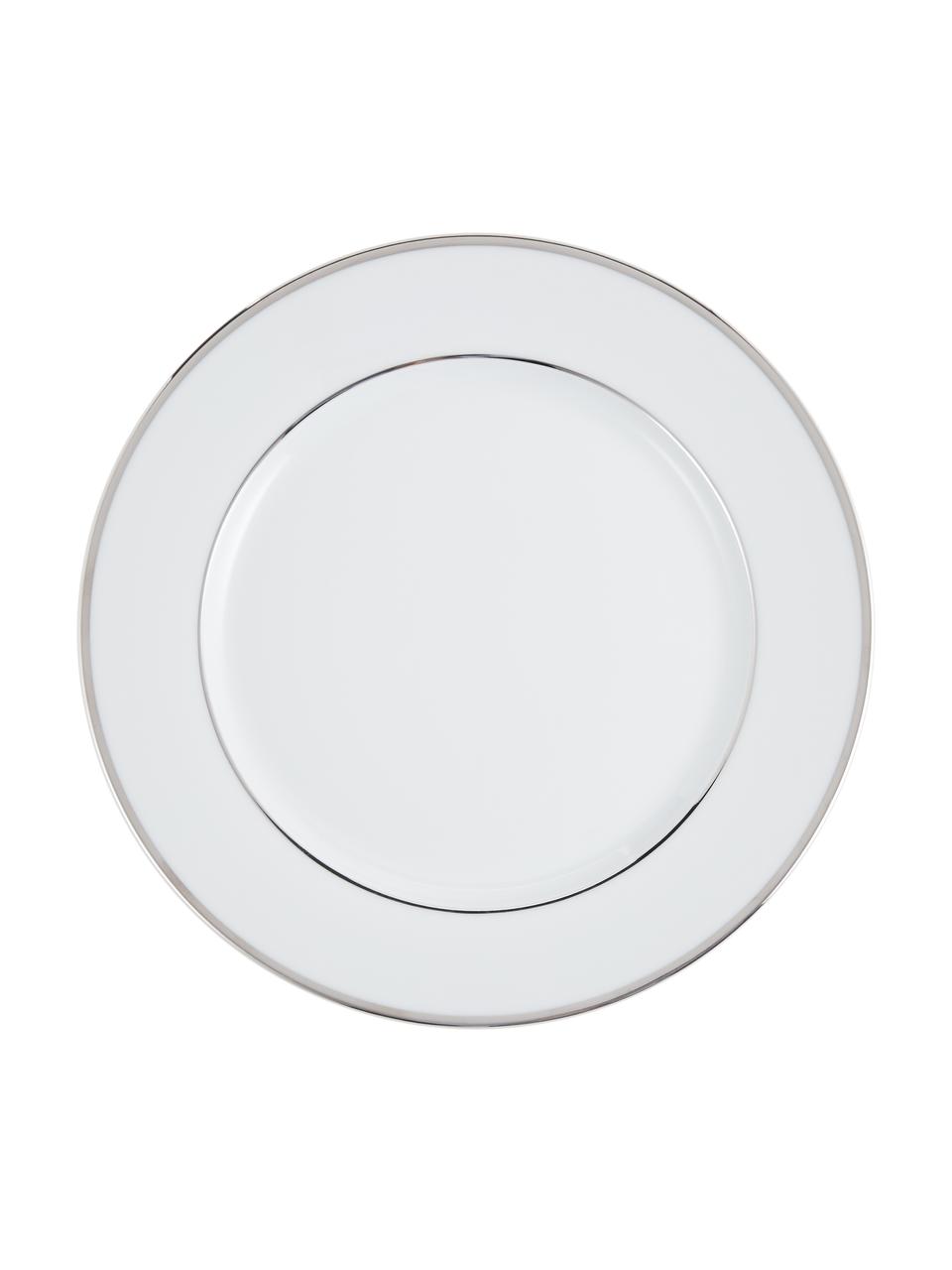 Assiette plate porcelaine bord argenté Ginger, 6 pièces, Porcelaine, Blanc, couleur argentée, Ø 27 cm