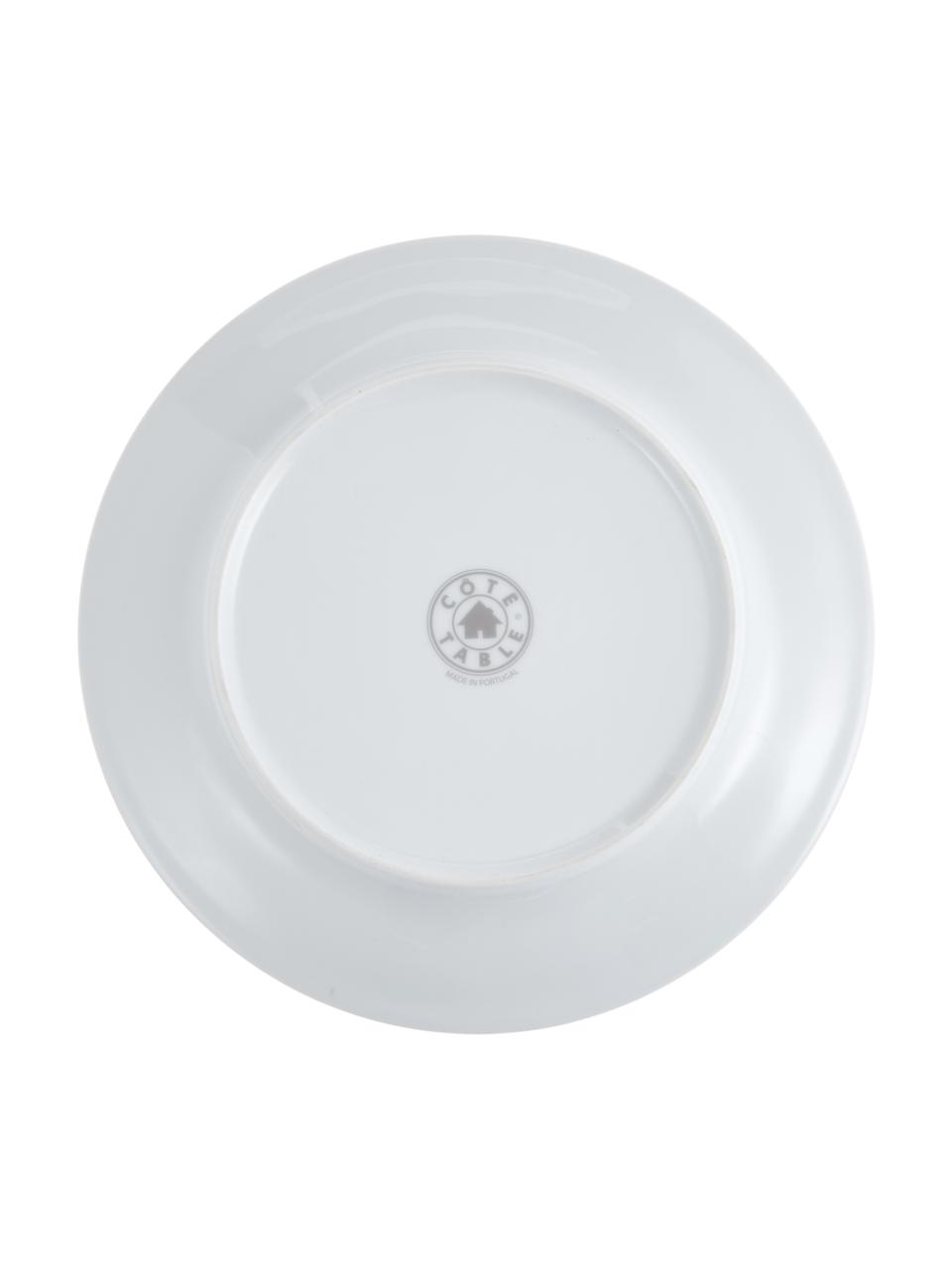 Assiette plate porcelaine bord argenté Ginger, 6 pièces, Porcelaine, Blanc, couleur argentée, Ø 27 cm