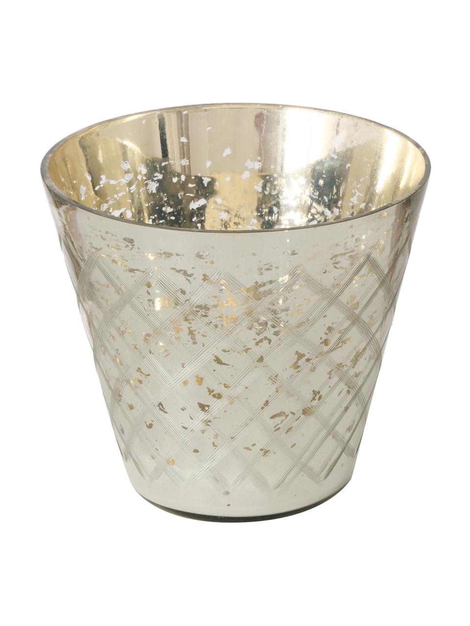 Set de portavelas de vidrio Doren, 2 uds., Vidrio pintado, Plateado, dorado, Set de diferentes tamaños