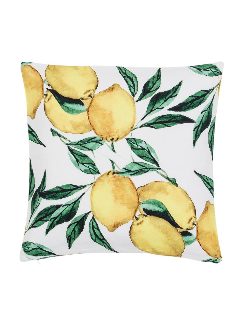 Poszewka na poduszkę z bawełny Citrus, 100% bawełna, Żółty, zielony, biały, S 40 x D 40 cm