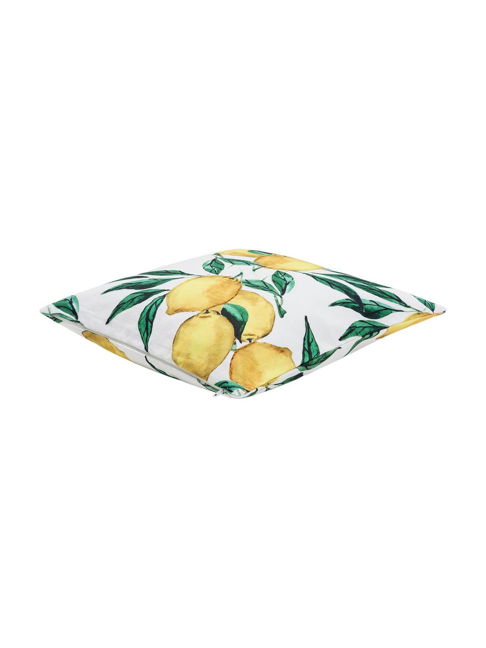 Funda de cojín de algodón Citrus, 100% algodón, Amarillo, verde, blanco, An 40 x L 40 cm