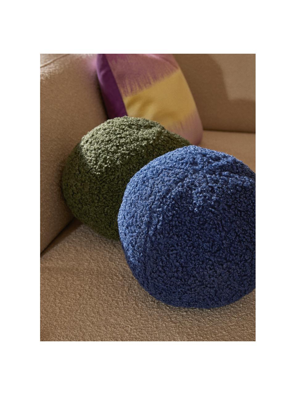 Coussin rond en peluche Dotty, Vert foncé, Ø 30 cm