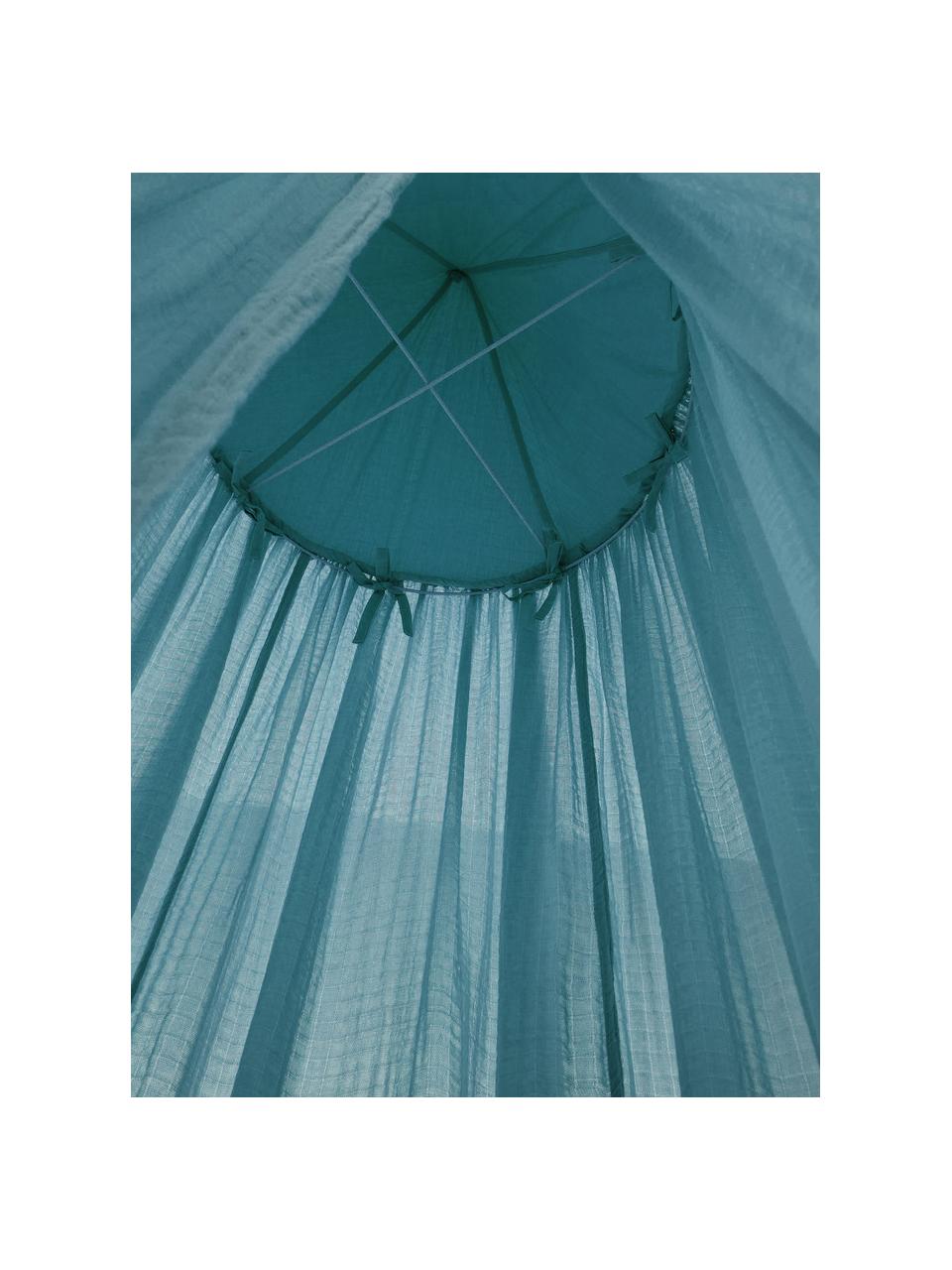 Tendina per letto Stars, Rivestimento: cotone, Asta: metallo, Blu, Ø 52 x Alt. 240 cm
