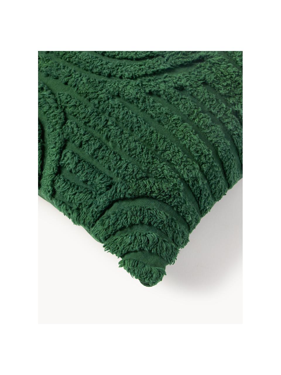 Copricuscino in cotone Bell, 100% cotone, Verde scuro, Larg. 30 x Lung. 50 cm