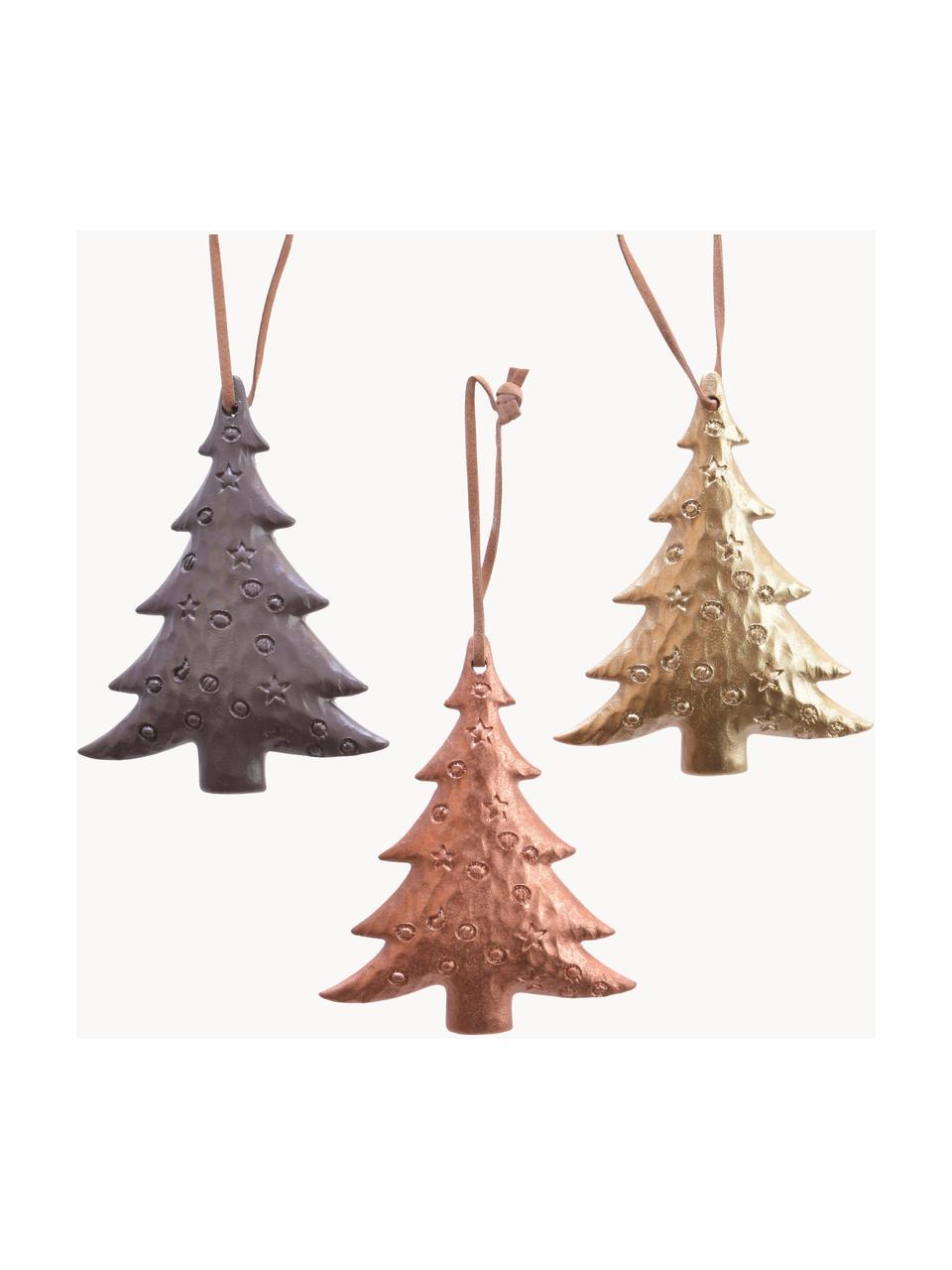 Adornos navideños Pines, 6 uds., Figura: plástico, Gris, bronce, dorado, An 8 x Al 10 cm