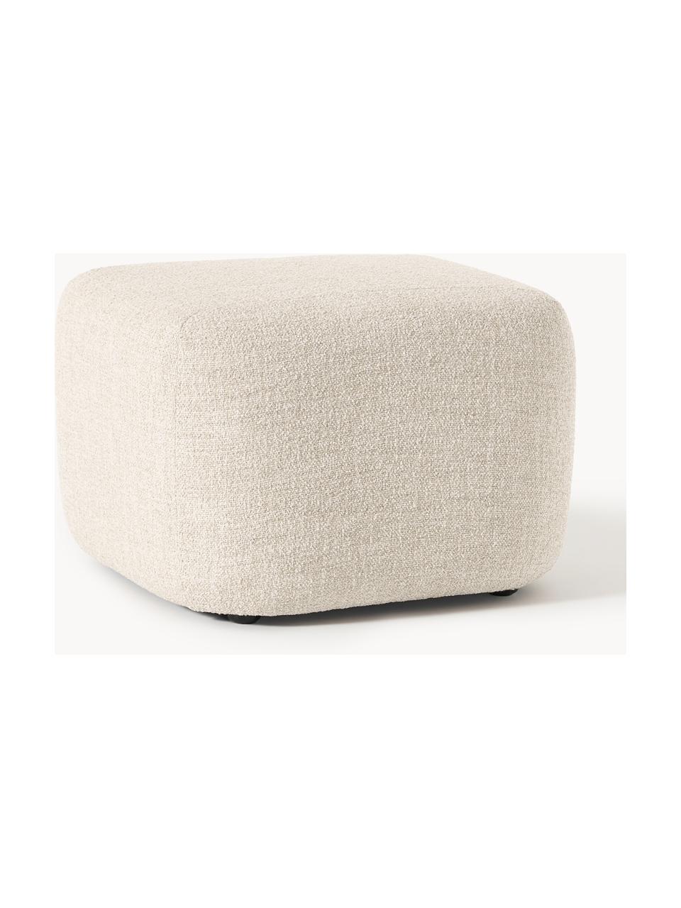 Pouf en bouclette Wolke, Bouclette beige clair, larg. 64 x haut. 41 cm