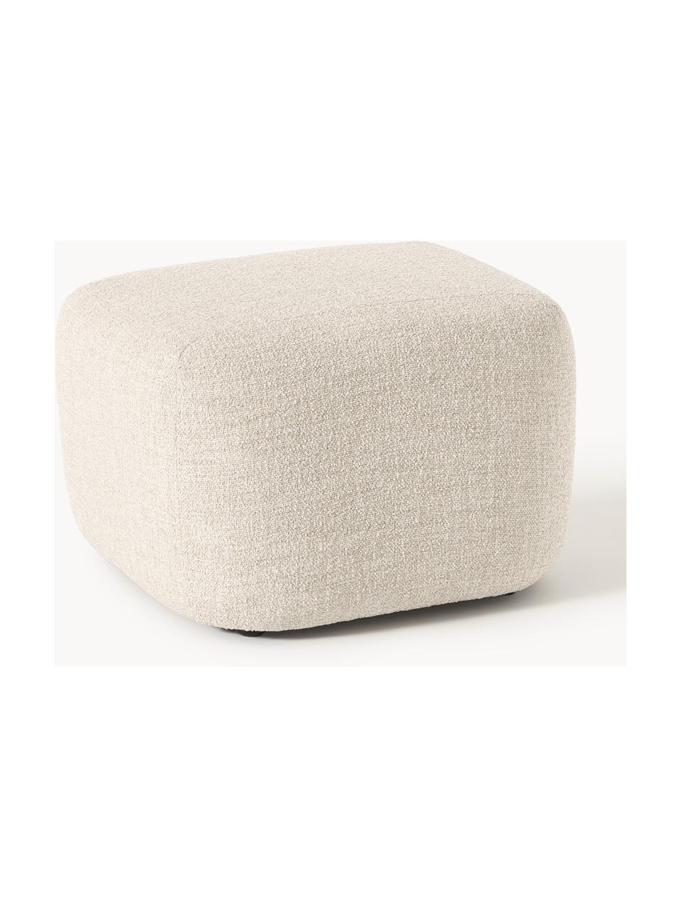 Pouf en bouclette Wolke, Bouclette beige clair, larg. 64 x haut. 41 cm