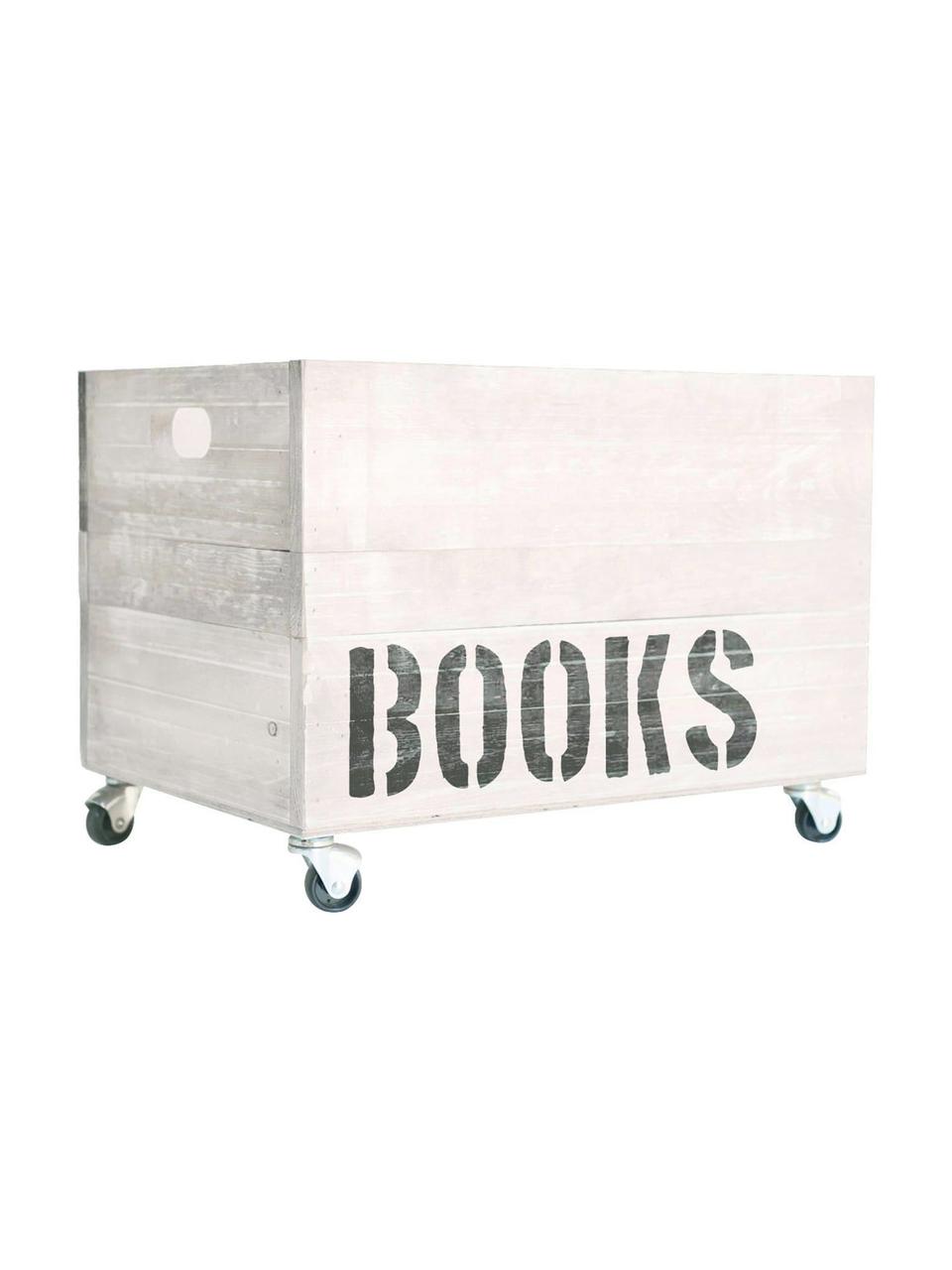 Caja de almacenaje Books, Caja: madera de pino, Blanco, marrón, An 50 x Al 32 cm