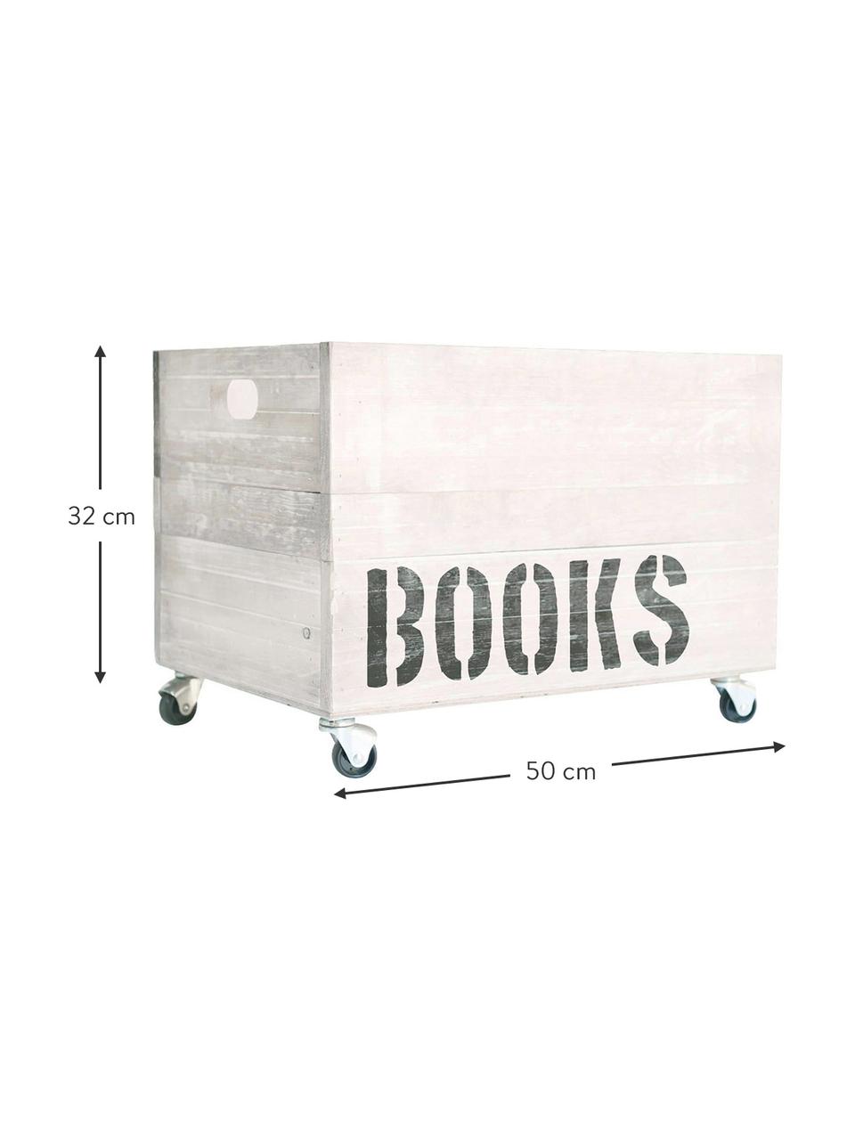 Caja de almacenaje Books, Caja: madera de pino, Blanco, marrón, An 50 x Al 32 cm