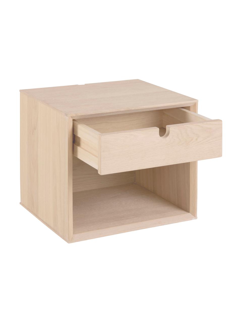 Dřevěný nástěnný noční stolek Century, Dřevotřísková deska, MDF deska (dřevovláknitá deska střední hustoty) s dubovou dýhou, Světle hnědá, Š 37 cm, V 33 cm