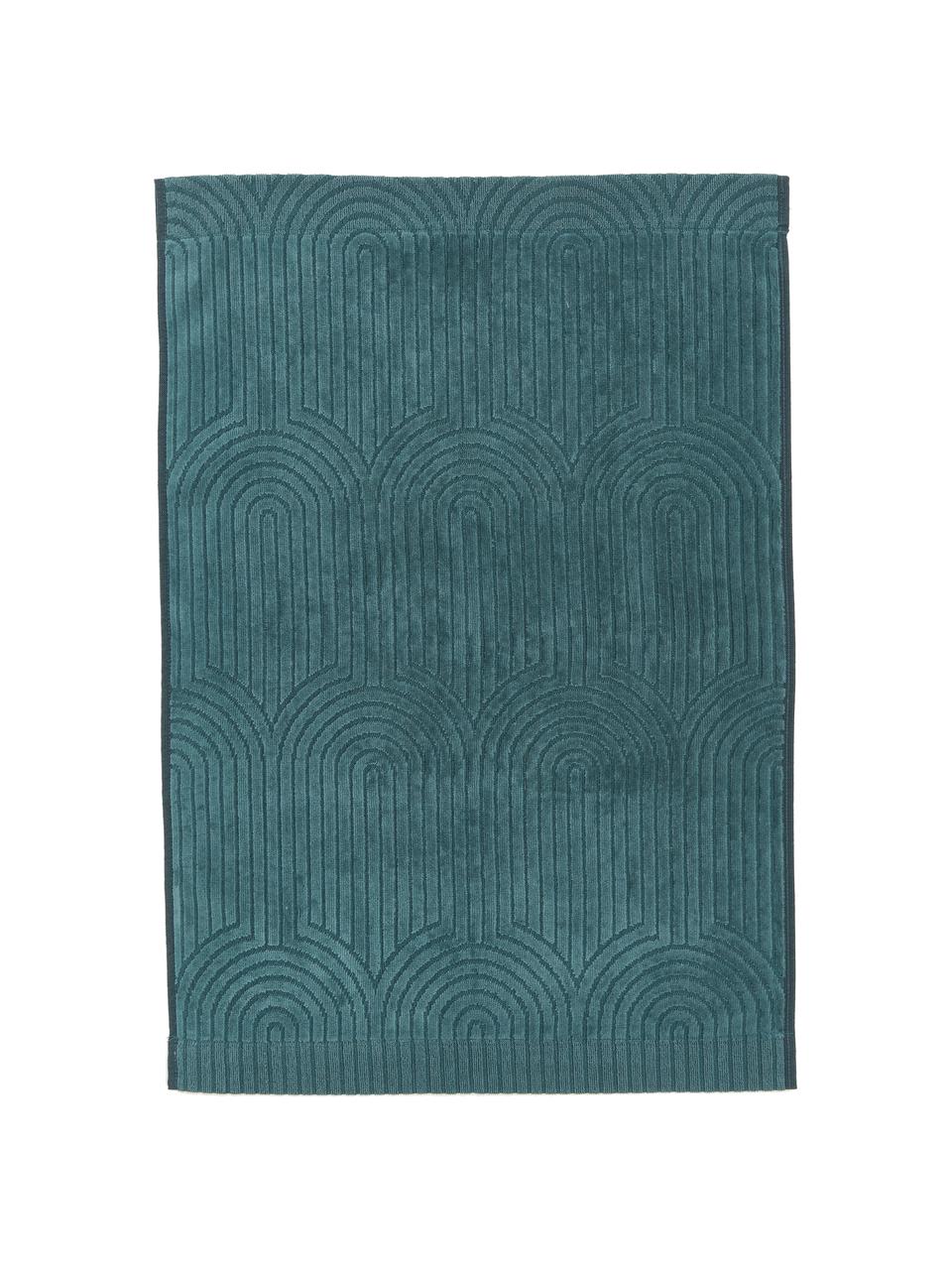 Uterák s grafickým reliéfnym vzorom Janet, 100 % bavlna, BCI certifikát, Smaragdová, Uterák, Š 50 x D 70 cm