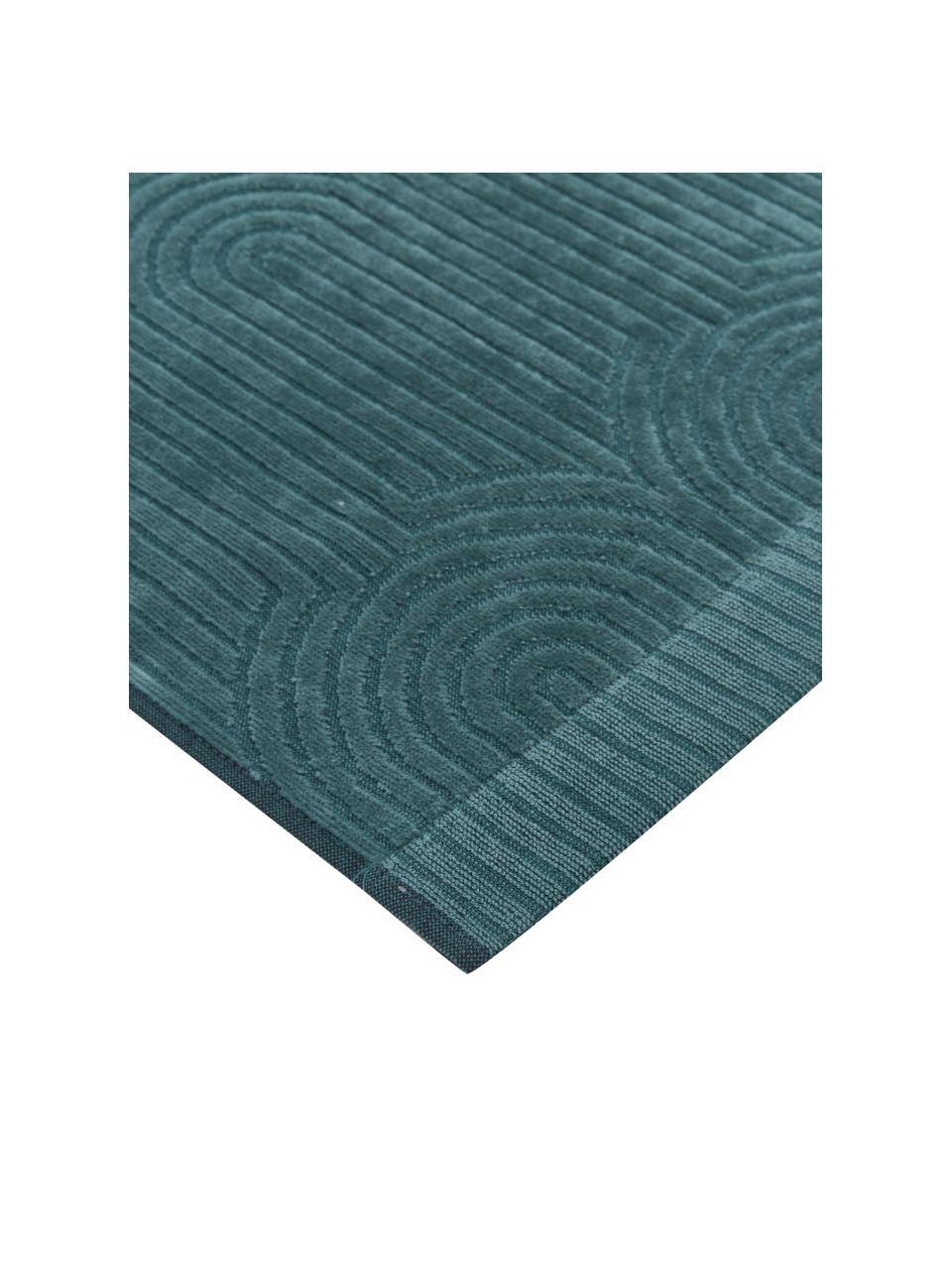 Handtuch Janet in verschiedenen Größen, mit grafischem Reliefmuster, 100% Baumwolle, BCI-zertifiziert, Smaragdgrün, Handtuch, B 50 x L 70 cm
