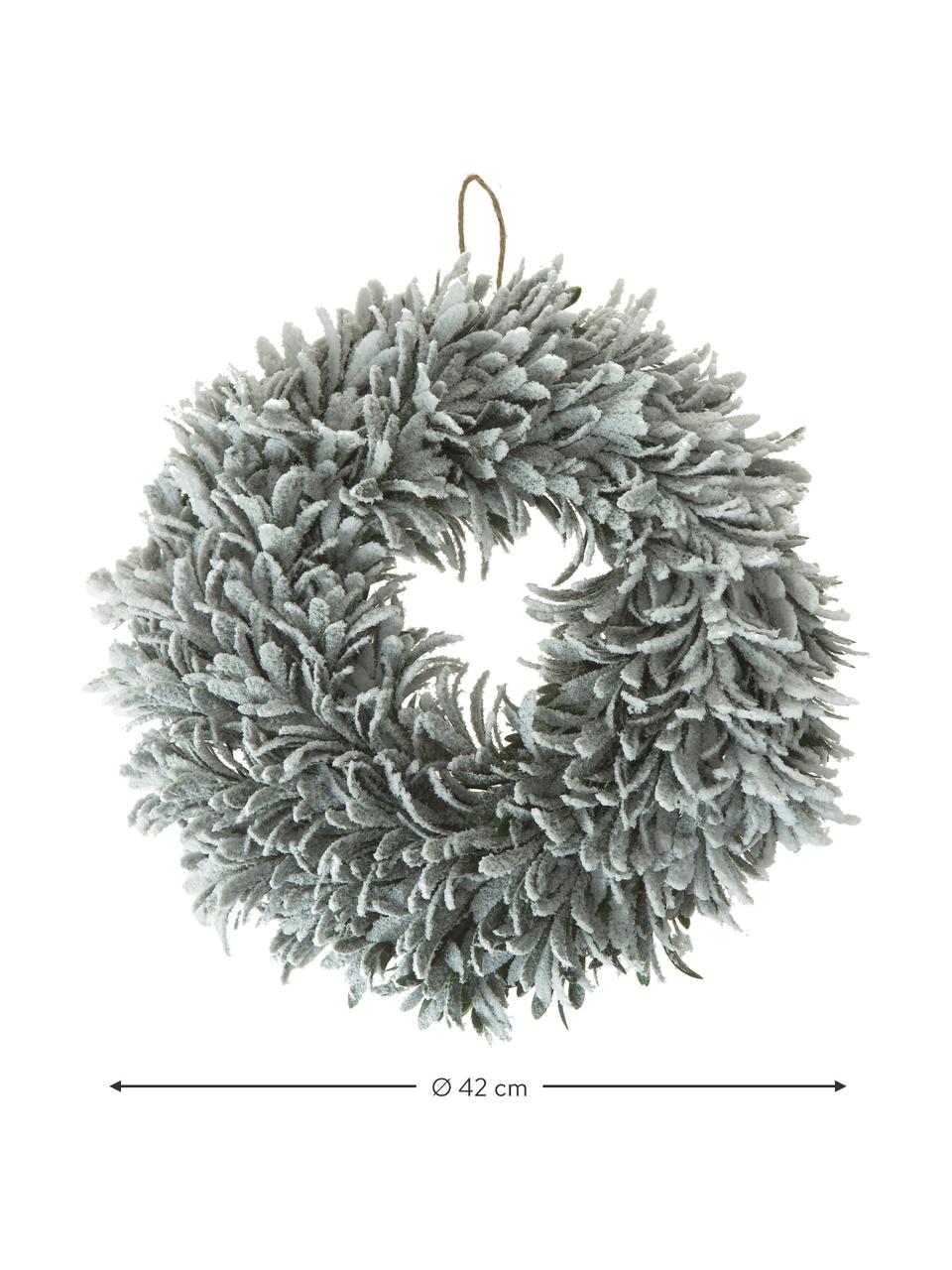 Handgefertigter Weihnachtskranz Vintia Ø 42 cm, beschneit, Kunststoff, Weiß, Ø 42 cm