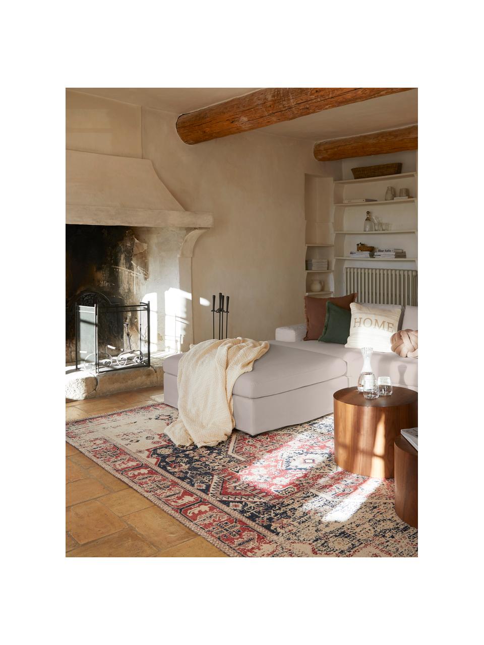 Voetenbank Russell, Bekleding: 100% katoen Met 50.000 sc, Frame: massief grenenhout FSC-ge, Poten: kunststof, Geweven stof taupe, B 103 x H 43 cm