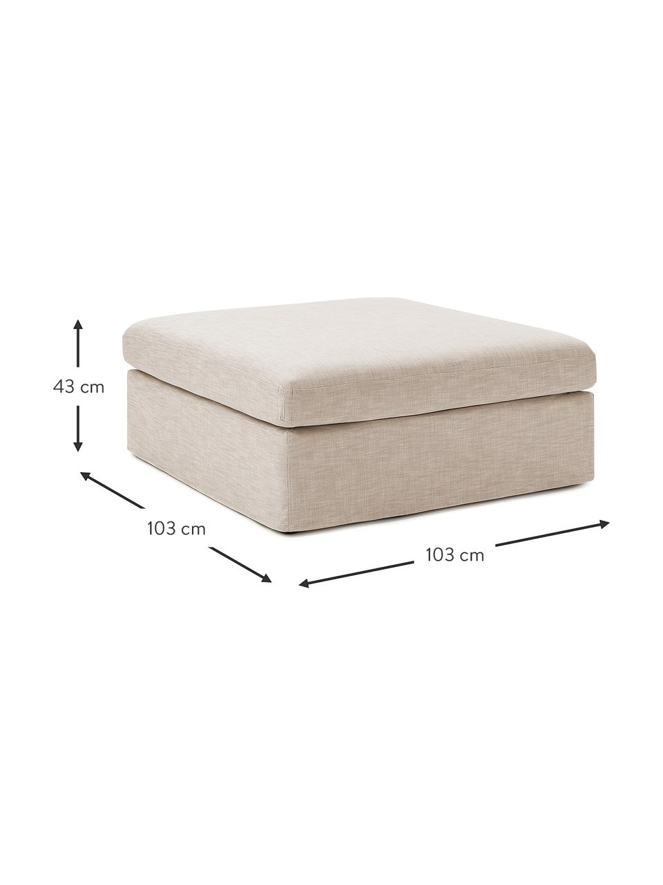 Sofa-Hocker Russell mit abnehmbaren Bezügen, Bezug: 100% Baumwolle Der strapa, Gestell: Massives Kiefernholz FSC-, Füße: Kunststoff, Webstoff Beige, B 103 x T 103 cm