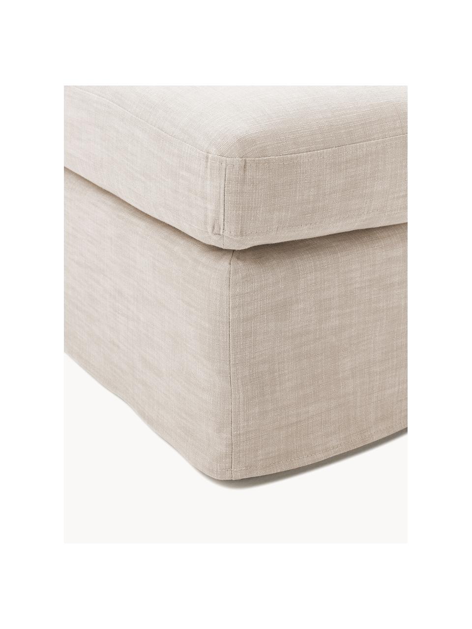 Poggiapiedi da divano con rivestimento sfoderabile Russell, Rivestimento: 100% cotone Con 50.000 ci, Struttura: legno di pino massiccio, , Gambe: plastica Questo prodotto , Tessuto beige, Larg. 103 x Prof. 103 cm