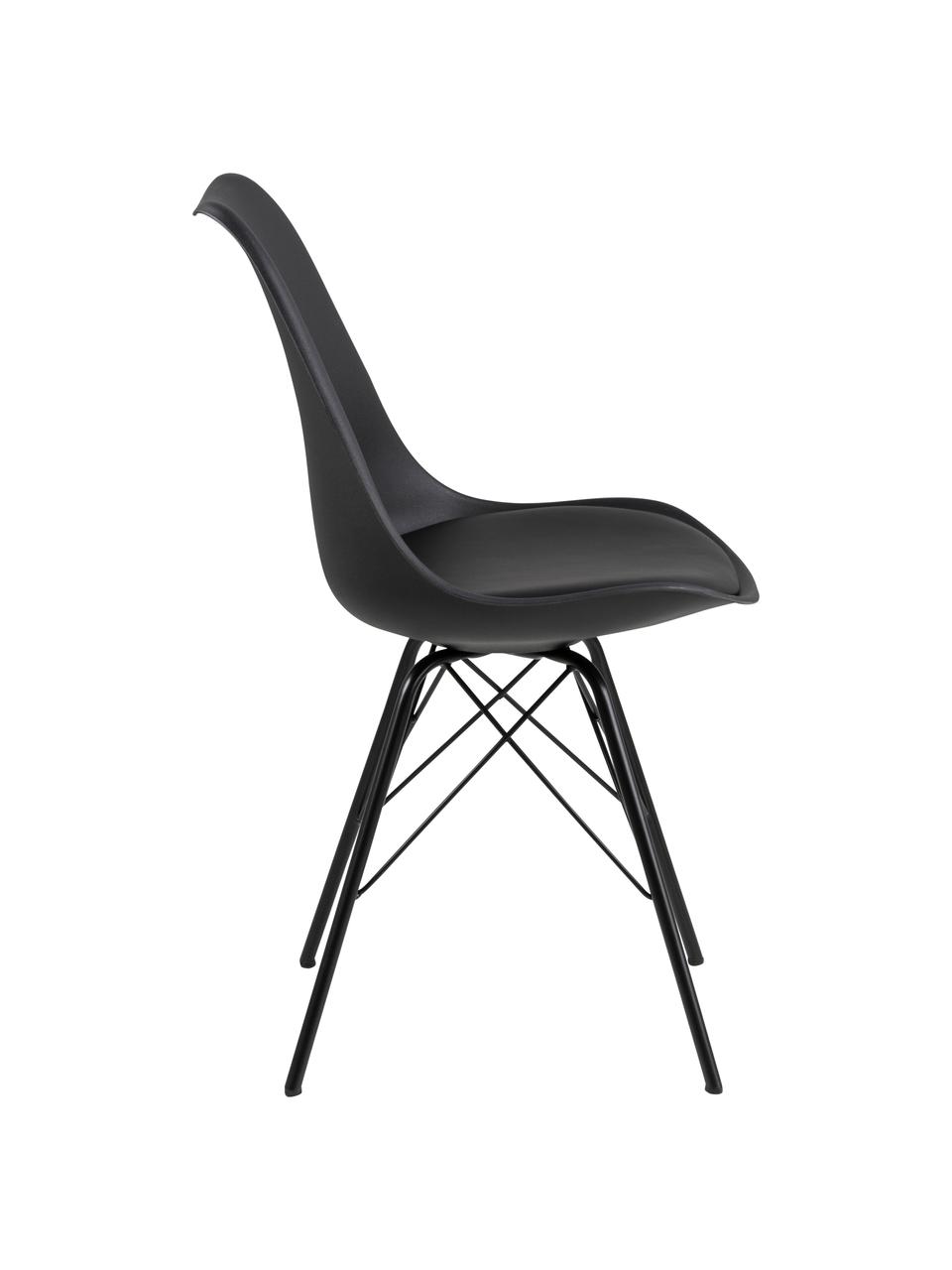Jídelní židle s čalouněným sedákem Eris, 2 ks, Černá, Š 49 cm, H 54 cm