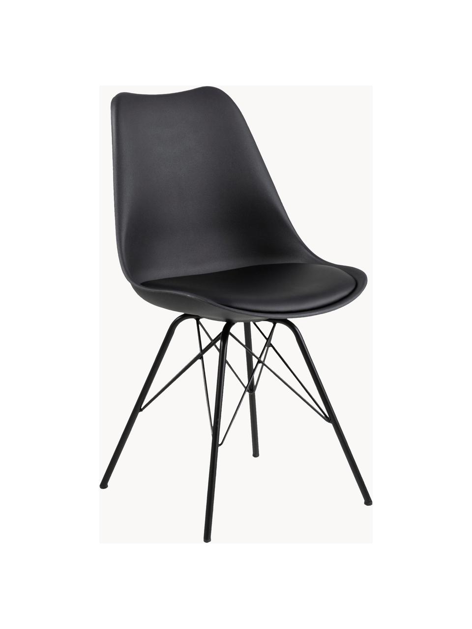 Stolička s čalúneným sedadlom Erin, 2 ks, Umelá koža čierna, Š 49 x H 54 cm