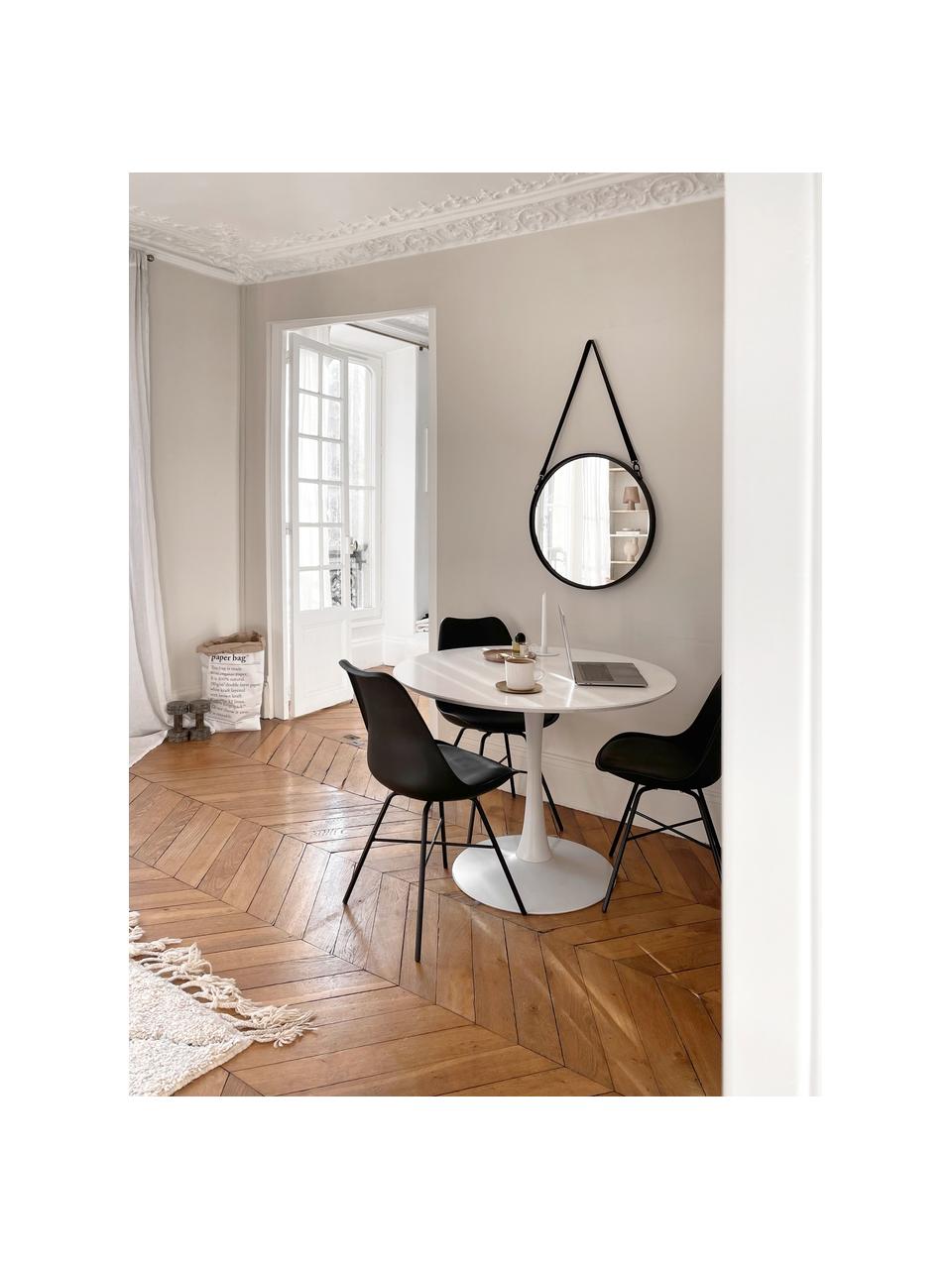 Kunstleren stoelen Eris, 2 stuks, Zitvlak: kunstleer (polyurethaan), Zitvlak: kunststof, Poten: gepoedercoat metaal, Kunstleer zwart, B 49 x D 54 cm