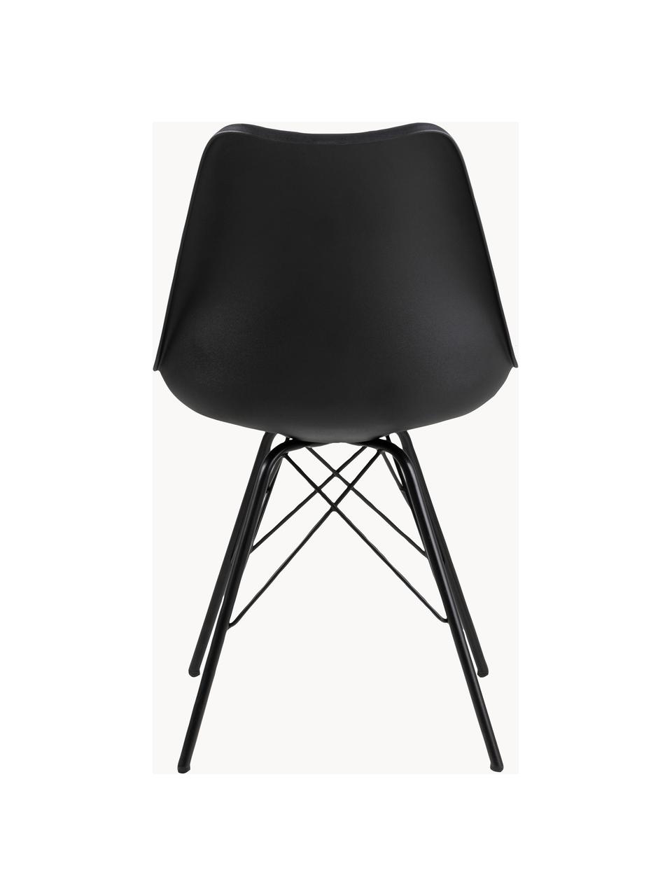 Sillas de cuero sintético Eris, 2 uds., Asiento: cuero sintético (poliuret, Asiento: plástico, Patas: metal con pintura en polv, Cuero sintético negro, An 49 x F 54 cm