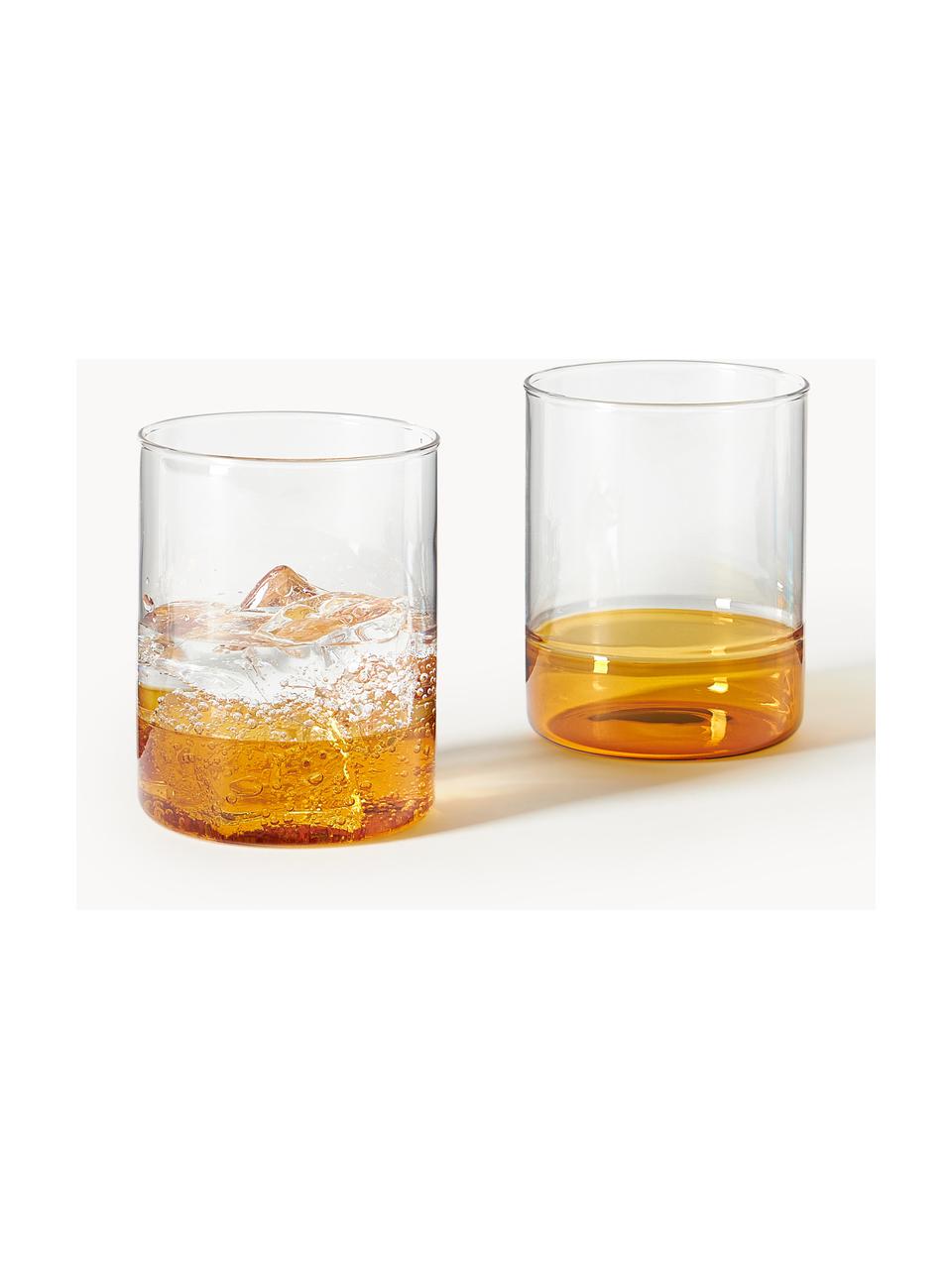 Mondgeblazen waterglazen Kiosk, 6 stuks, Glas, Oranje, Ø 8 x H 10 cm, 380 ml