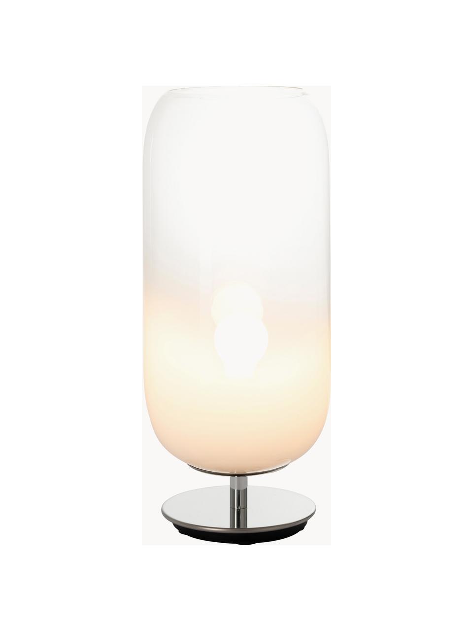 Ručně foukaná stolní lampa Gople, různé velikosti, Bílá, stříbrná, Š 21 cm, V 49 cm