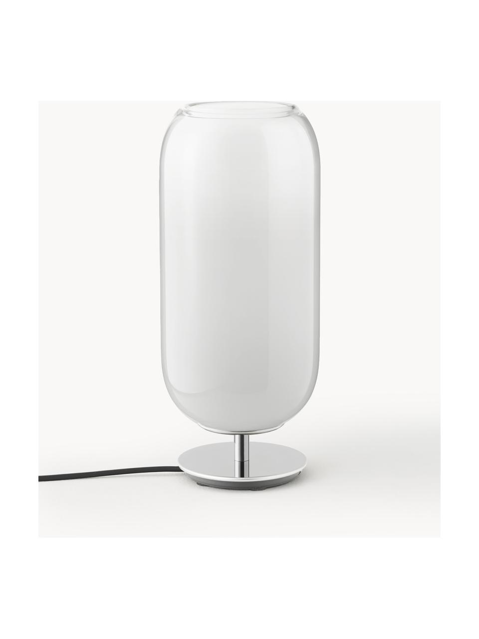 Lampe à poser soufflée bouche Gople, tailles variées, Blanc, argenté, Ø 21 x haut. 49 cm