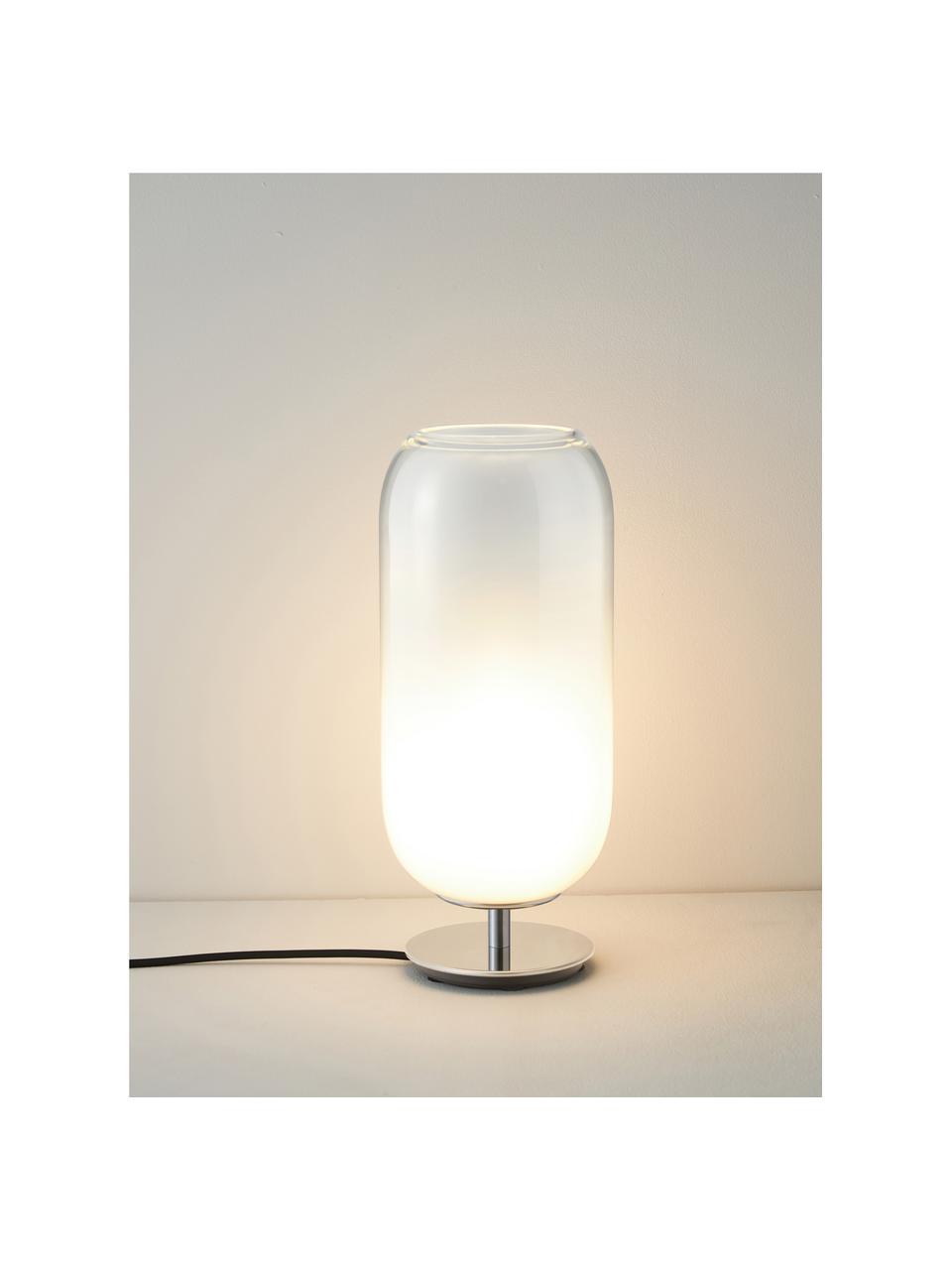 Lampe à poser soufflée bouche Gople, tailles variées, Blanc, argenté, Ø 21 x haut. 49 cm