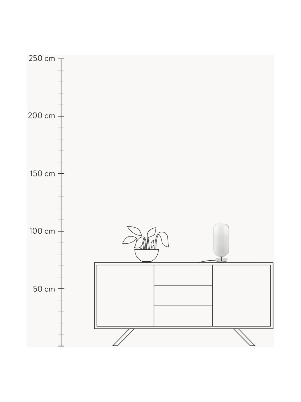 Mundgeblasene Tischlampe Gople, in verschiedenen Grössen, Lampenschirm: Glas, mundgeblasen, Weiss, Silberfarben, Ø 21 x H 49 cm