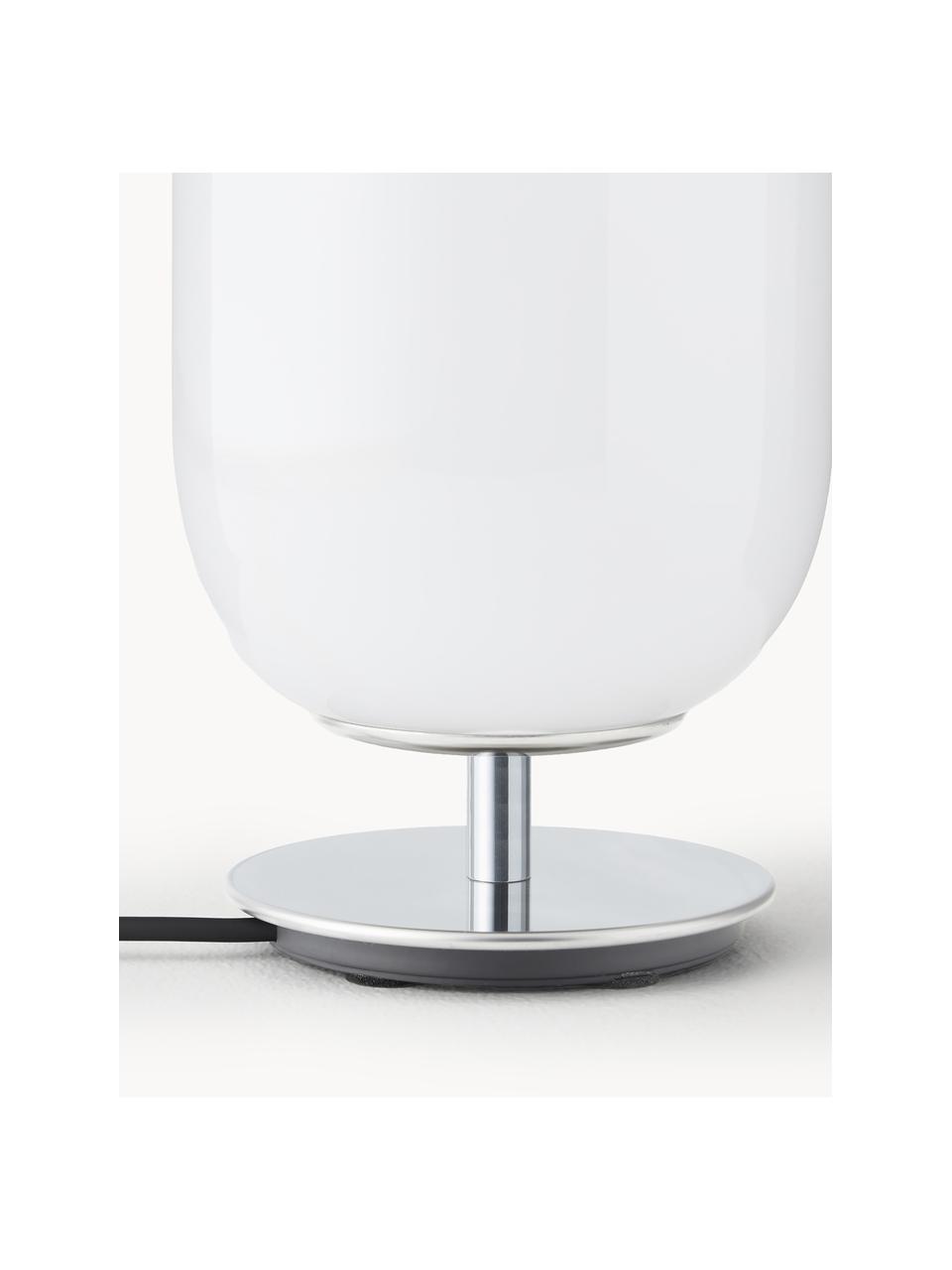 Lampe à poser soufflée bouche Gople, tailles variées, Blanc, argenté, Ø 21 x haut. 49 cm