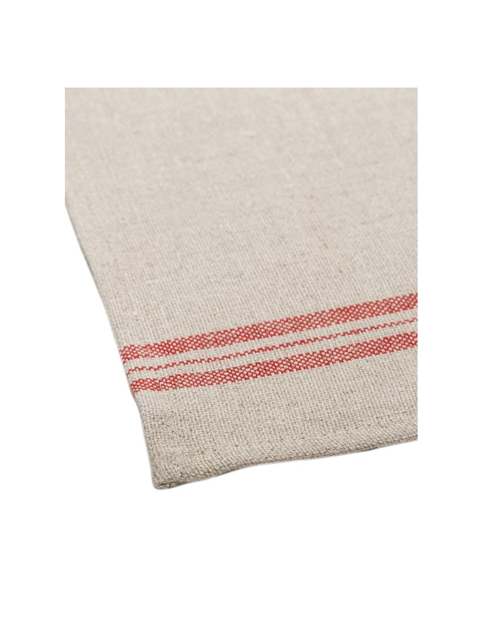 Paños de cocina de lino Landhaus, 2 uds., Beige, rojo, An 50 x L 70 cm