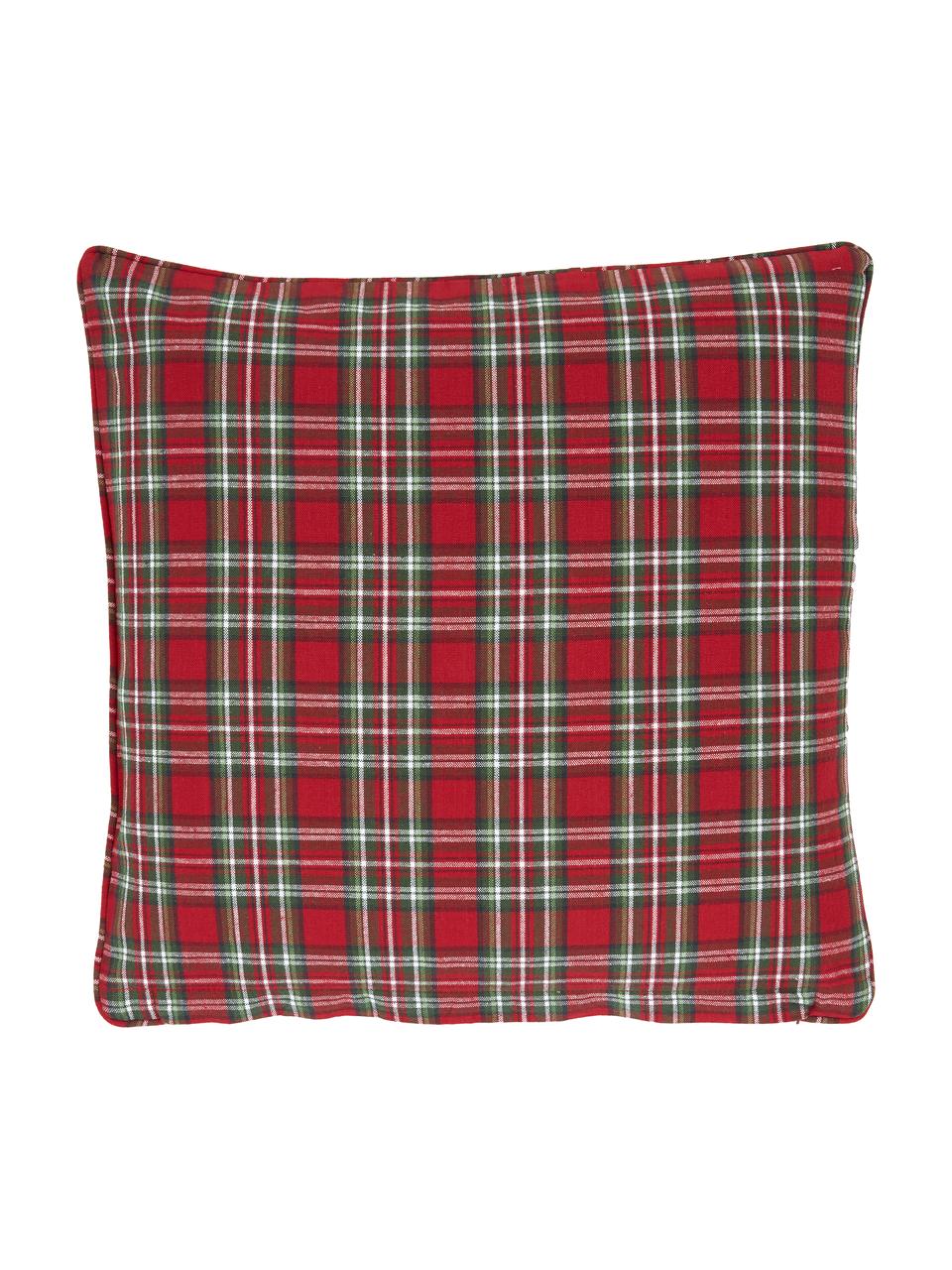 Funda de cojín doble cara bordada Chilly, 100% algodón, Beige, rojo, verde, An 45 x L 45 cm